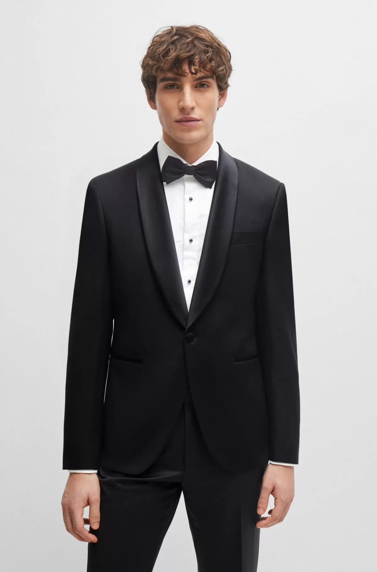 HUGO BOSS Smokingjakke Med Regular Fit I Serge Af Ny Uld Sort Cheap