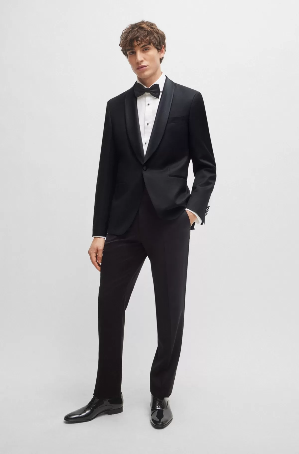 HUGO BOSS Smokingjakke Med Regular Fit I Serge Af Ny Uld Sort Cheap