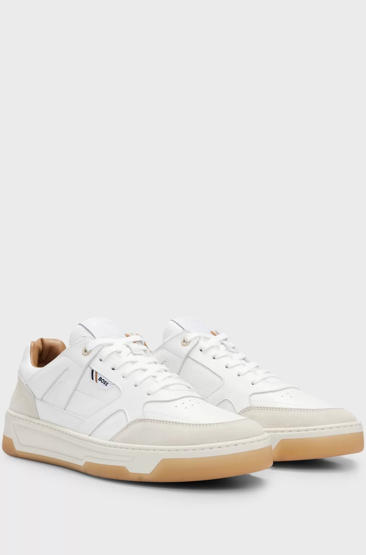 HUGO BOSS Sneakers Af Læder Og Ruskind Med Signaturstribe Og Logo Hvid Online