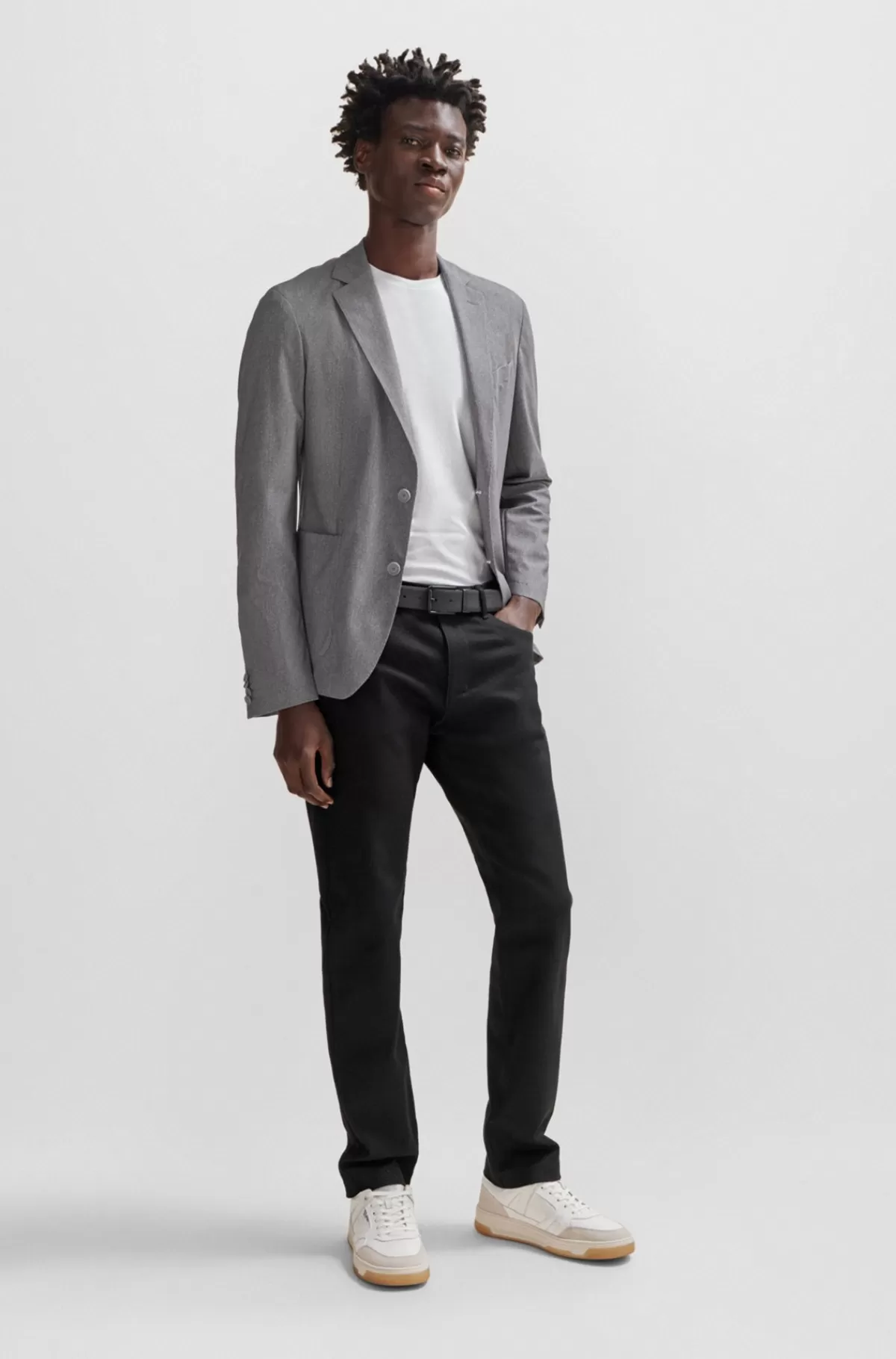 HUGO BOSS Sneakers Af Læder Og Ruskind Med Signaturstribe Og Logo Hvid Online