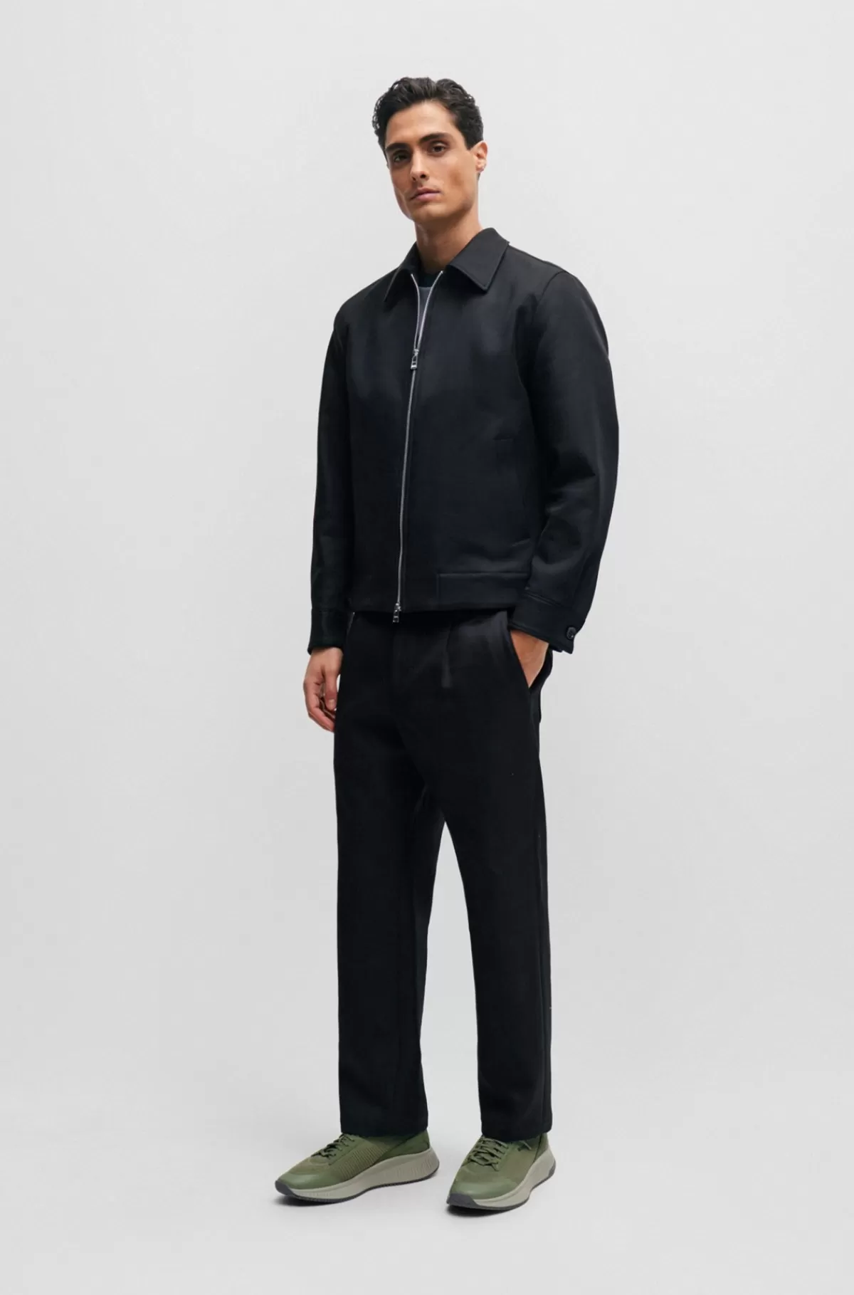 HUGO BOSS Sneakers Designet I Strømpestil Med Strikket Overdel Og Sål Med Fiskebensmønster Grøn Discount
