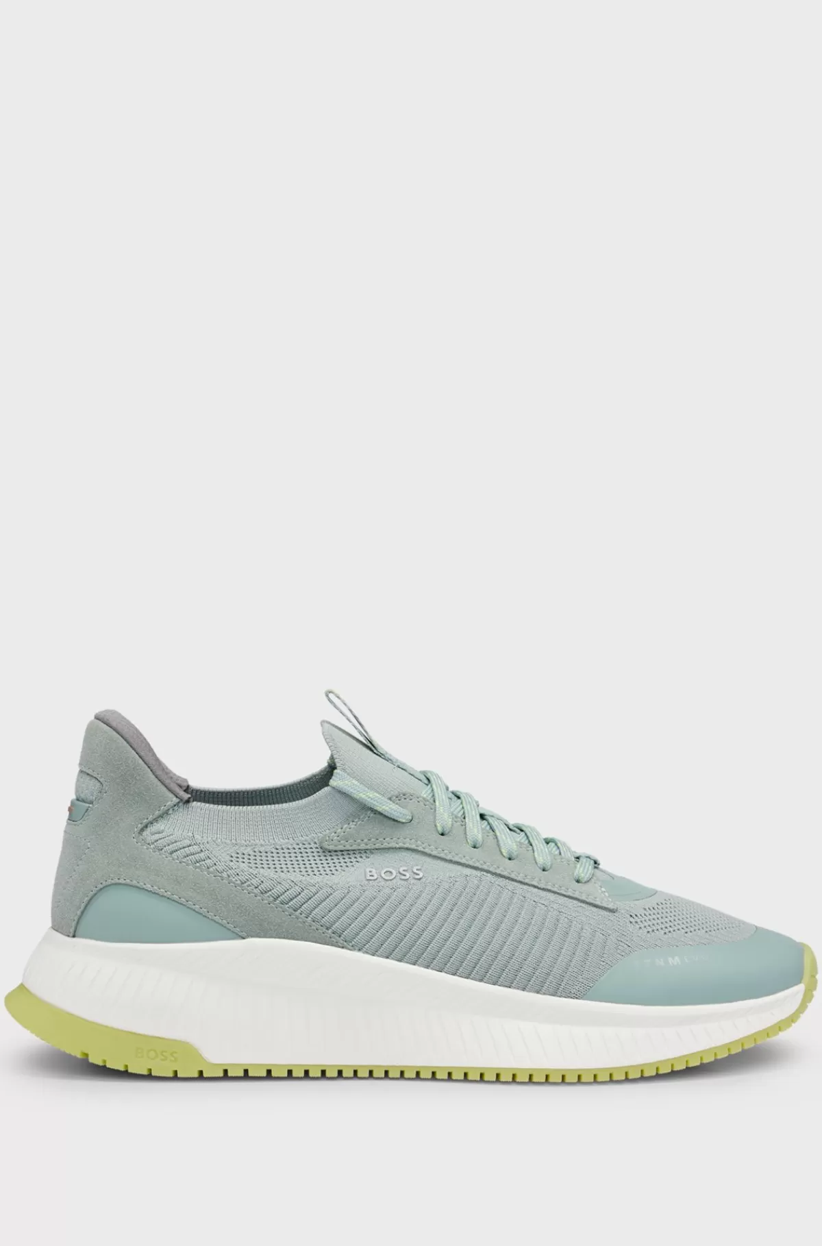 HUGO BOSS Sneakers Designet I Strømpestil Med Strikket Overdel Og Sål Med Fiskebensmønster Lyseblå Online