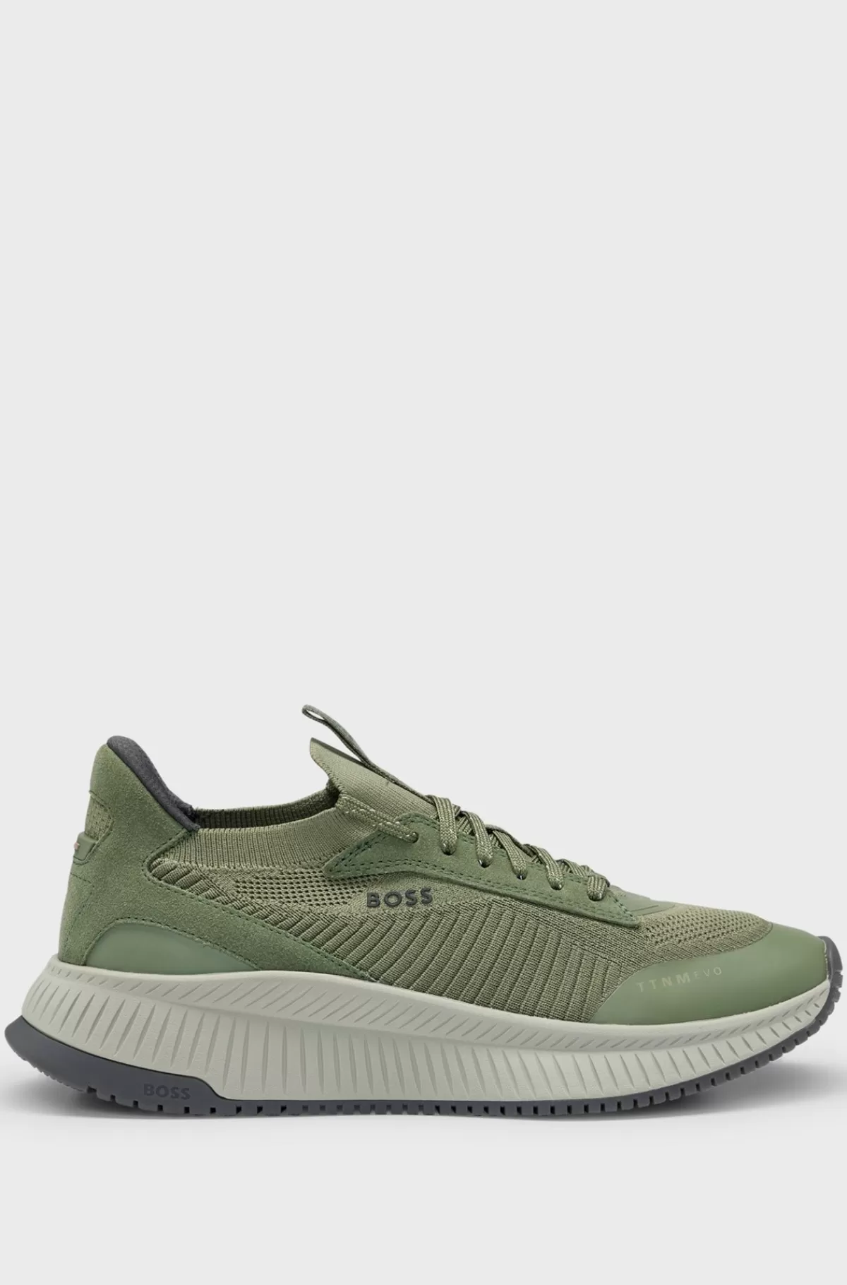 HUGO BOSS Sneakers Designet I Strømpestil Med Strikket Overdel Og Sål Med Fiskebensmønster Grøn Discount