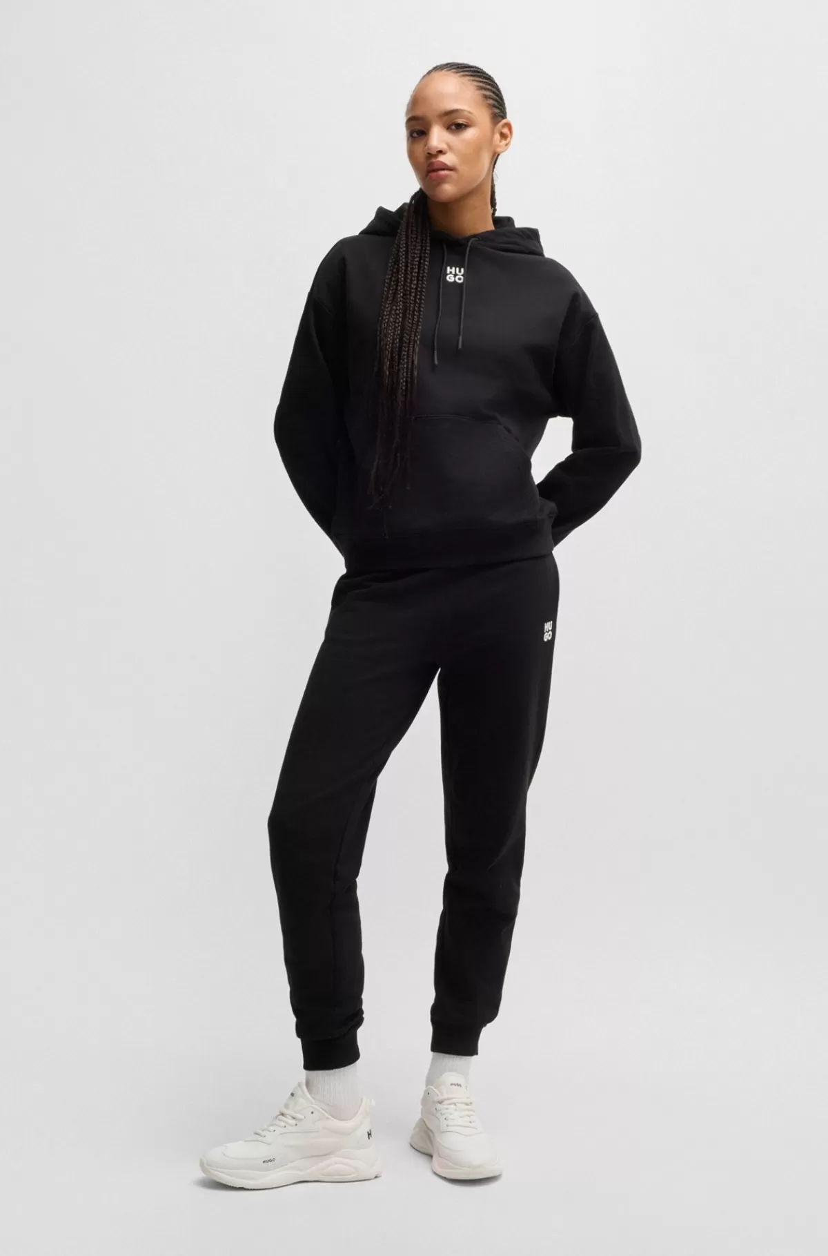 HUGO BOSS Sneakers I Blandede Materialer Med Kontrastlogoer Hvid Cheap