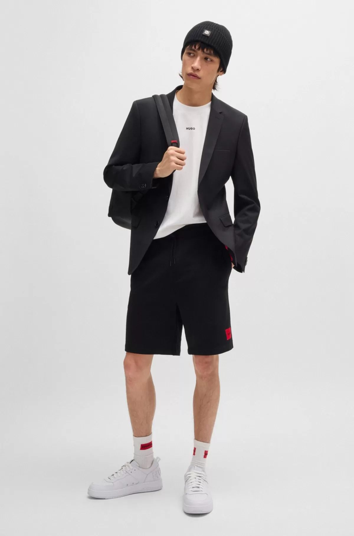 HUGO BOSS Sneakers I Blandede Materialer Med Logoprægning Hvid Discount