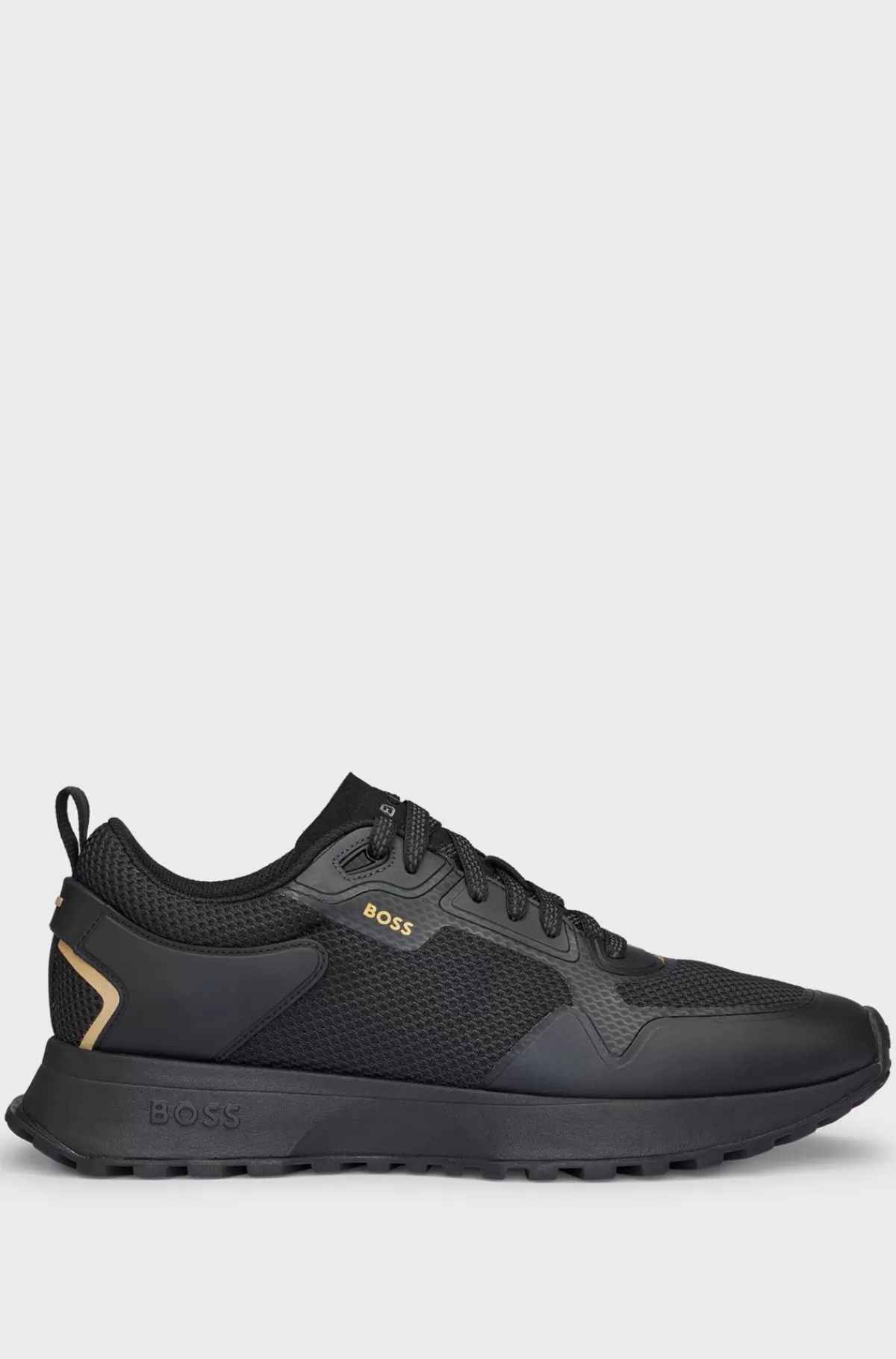 HUGO BOSS Sneakers I Blandede Materialer Med Mesh Og Branding Sort Outlet