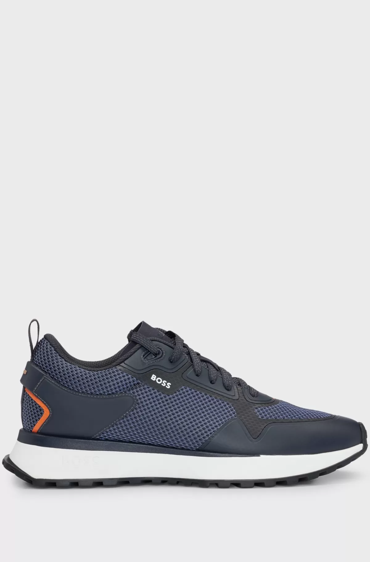 HUGO BOSS Sneakers I Blandede Materialer Med Mesh Og Branding Mørkeblå Hot