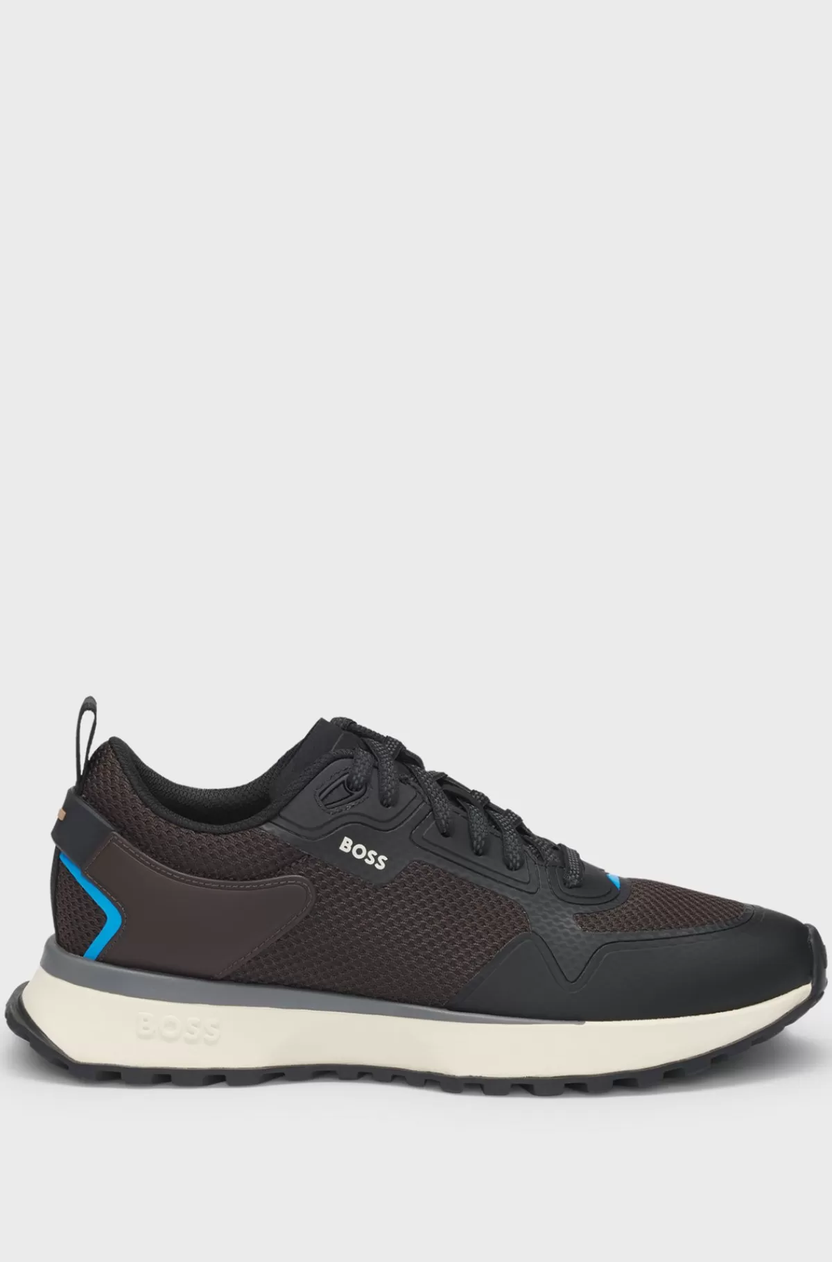 HUGO BOSS Sneakers I Blandede Materialer Med Mesh Og Branding Brun Flash Sale