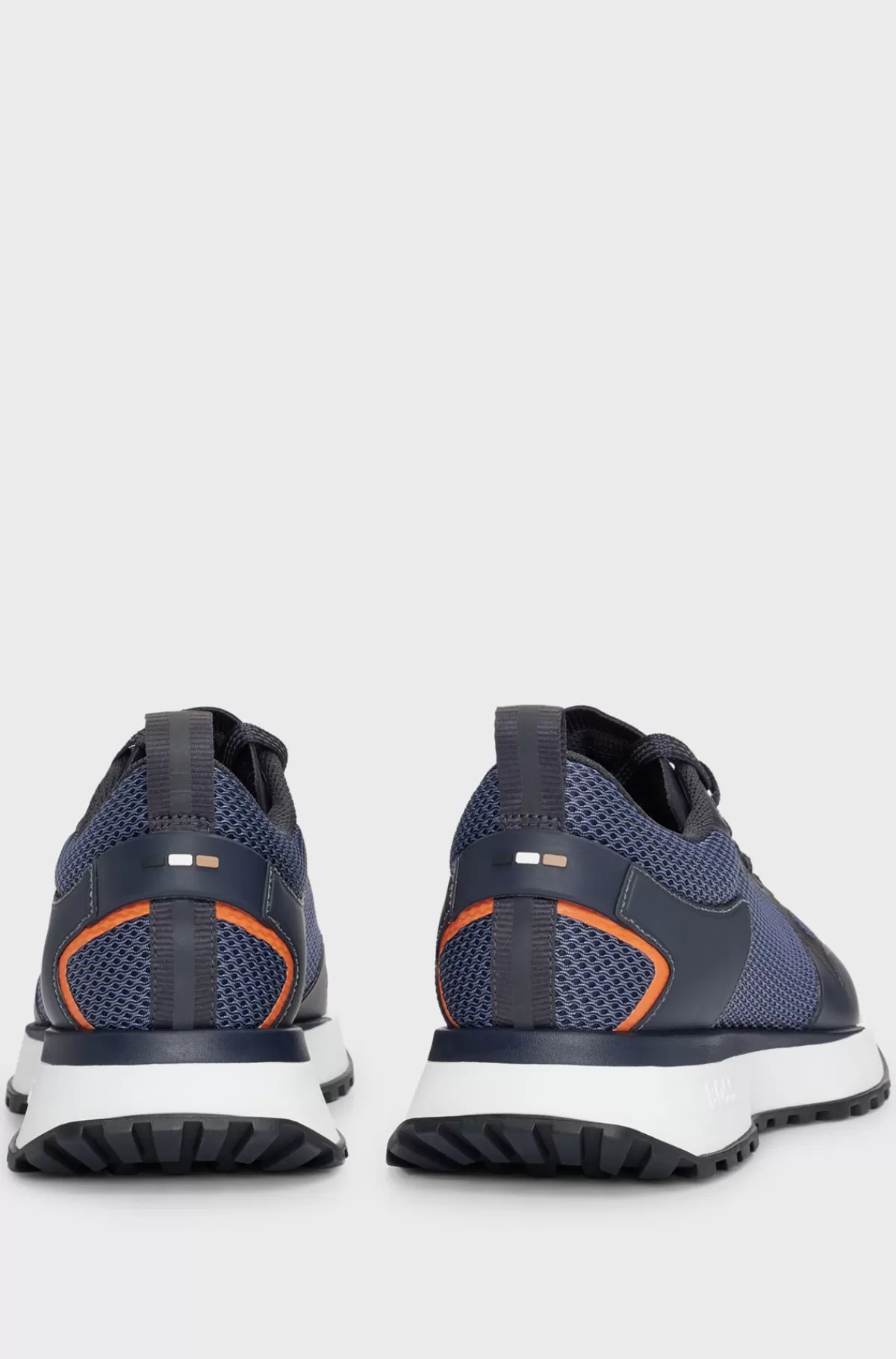 HUGO BOSS Sneakers I Blandede Materialer Med Mesh Og Branding Mørkeblå Hot