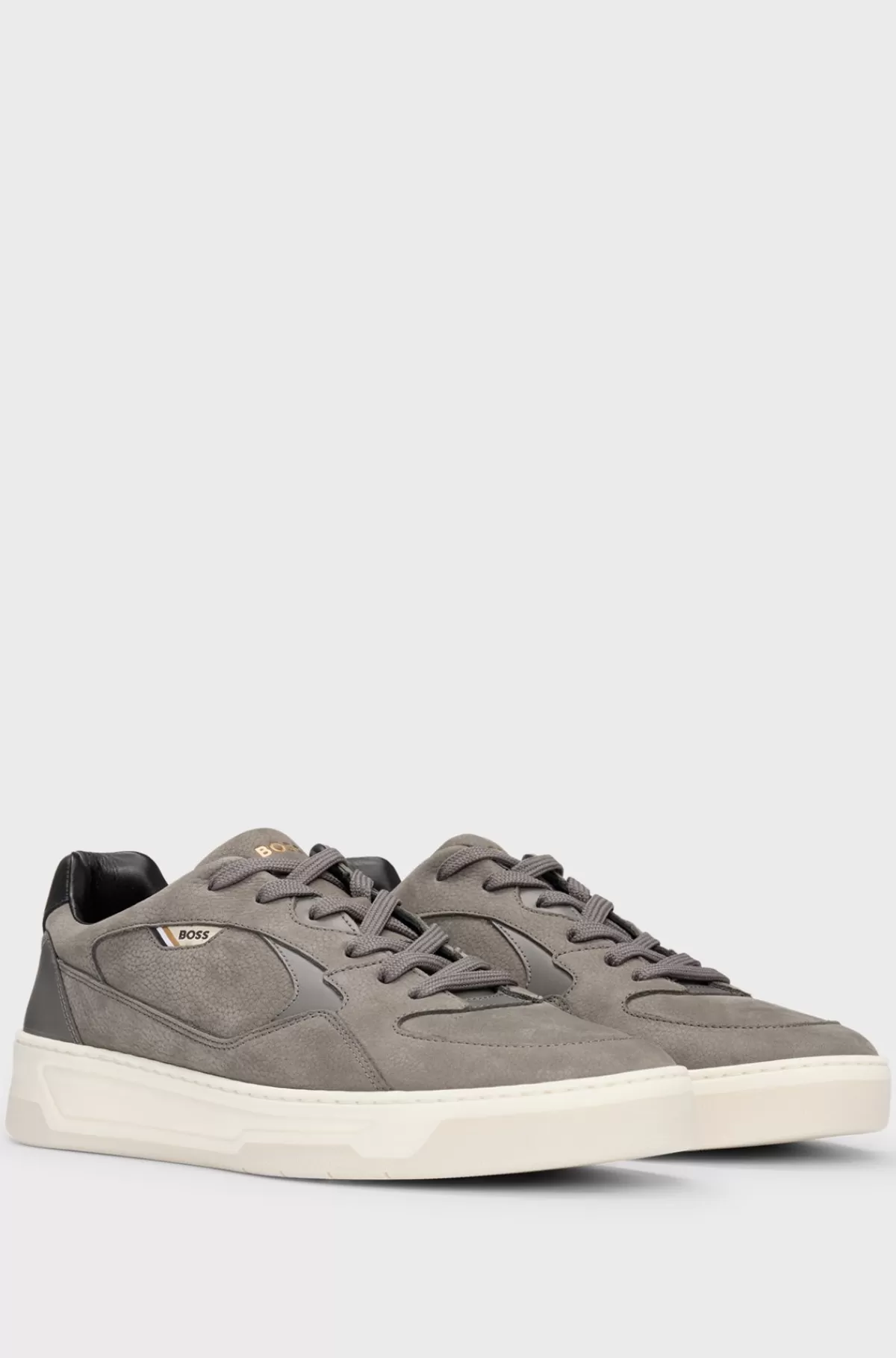 HUGO BOSS Sneakers I Blandede Materialer Med Ruskind Og Læder Grå Online