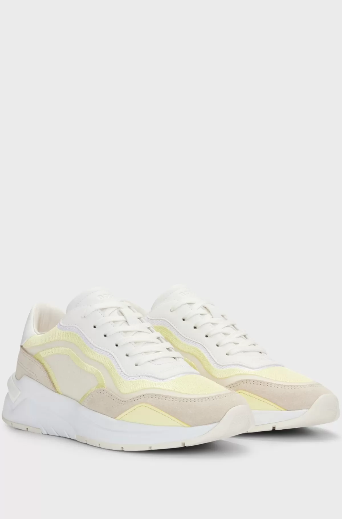 HUGO BOSS Sneakers I Blandede Materialer Med Snører Og Broderet Mesh Hvid Best