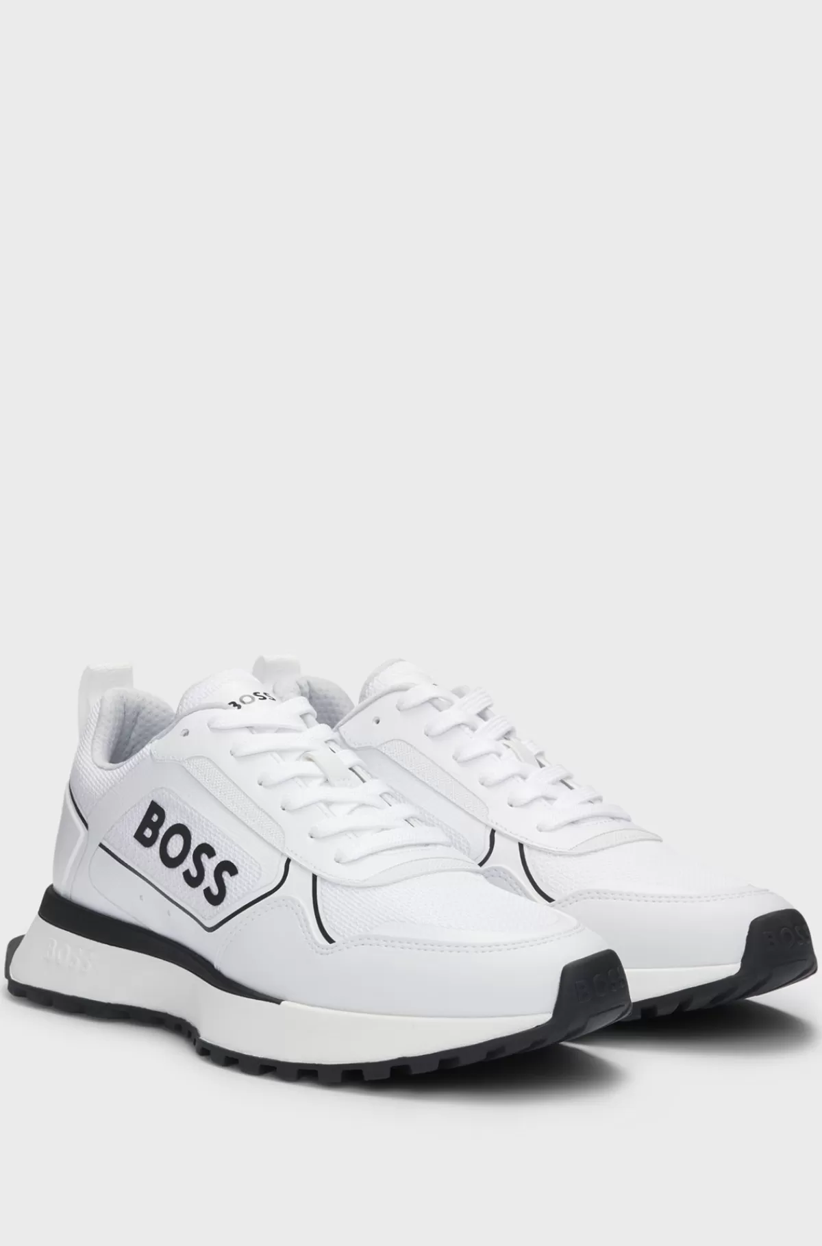 HUGO BOSS Sneakers I Blandede Materialer Med Stort Logo På Sidepanelet Hvid Cheap