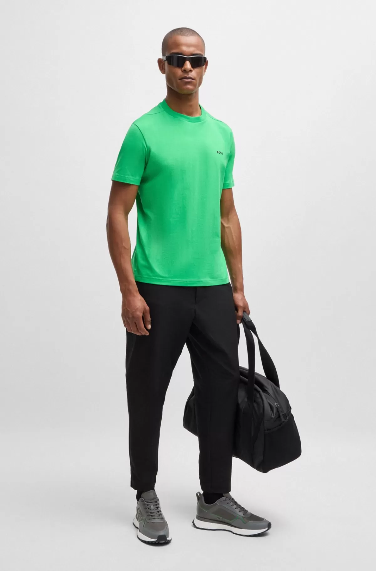 HUGO BOSS Sneakers I Blandede Materialer Med Stort Logo På Sidepanelet Mørkegrå Hot