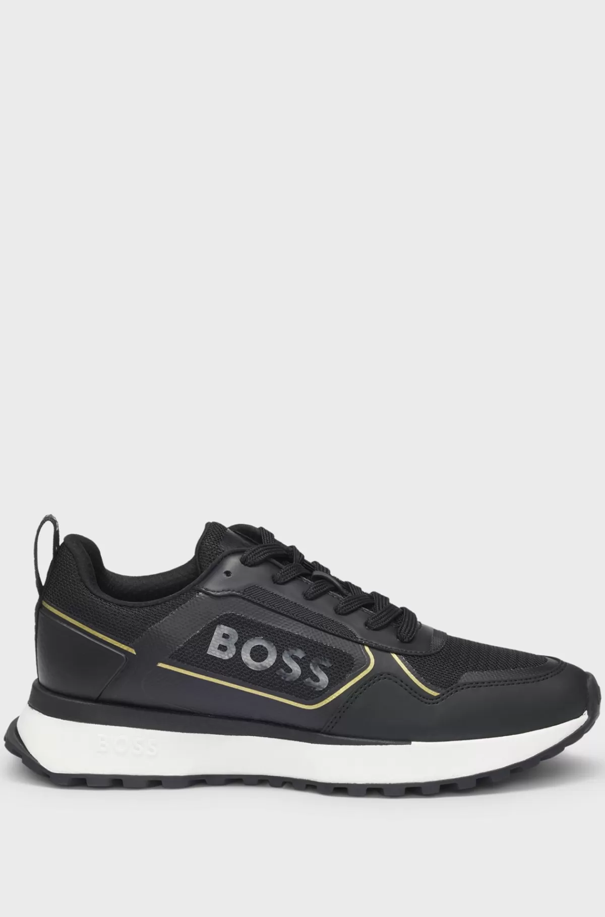 HUGO BOSS Sneakers I Blandede Materialer Med Stort Logo På Sidepanelet Sort Flash Sale