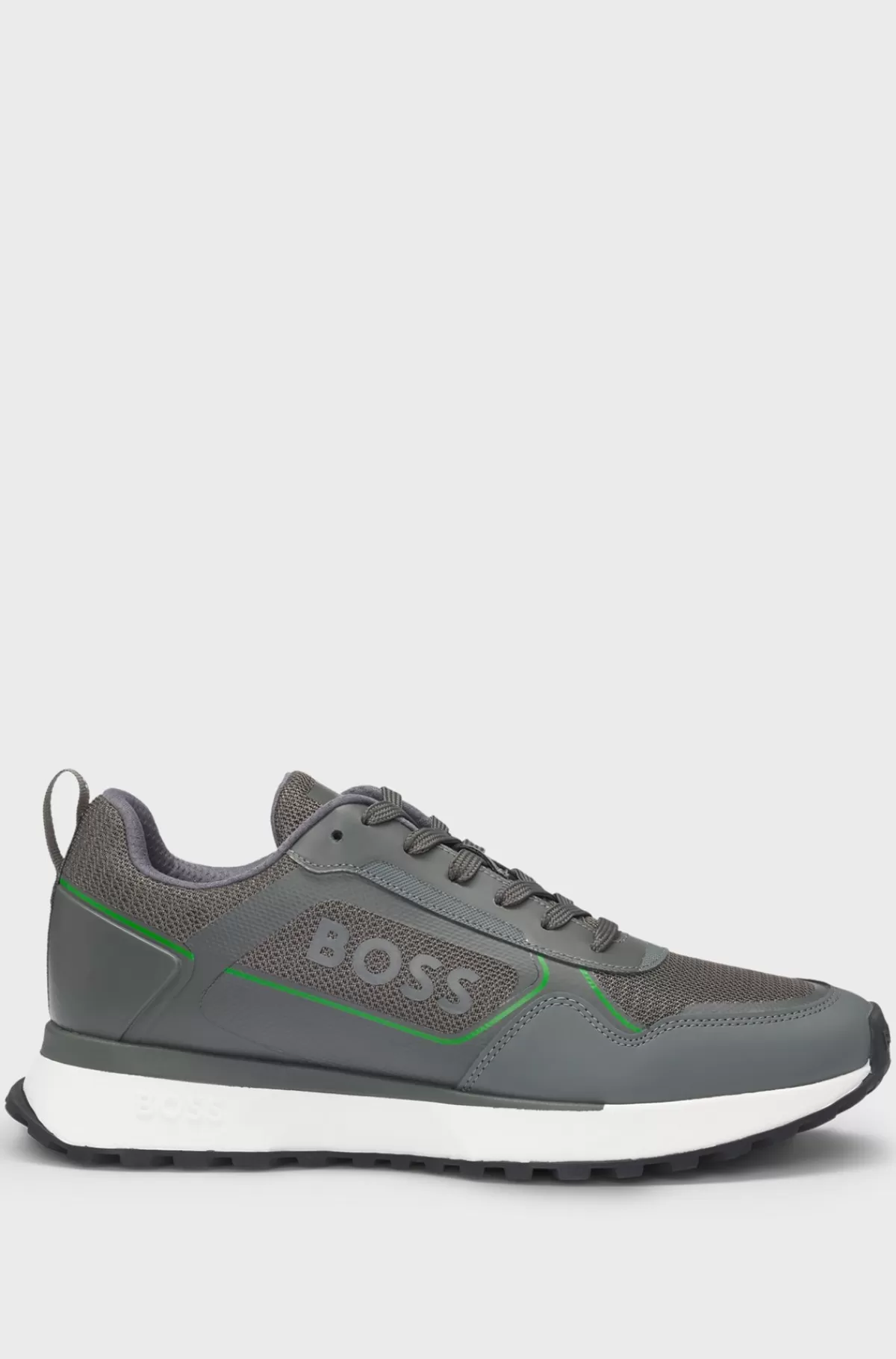 HUGO BOSS Sneakers I Blandede Materialer Med Stort Logo På Sidepanelet Mørkegrå Hot