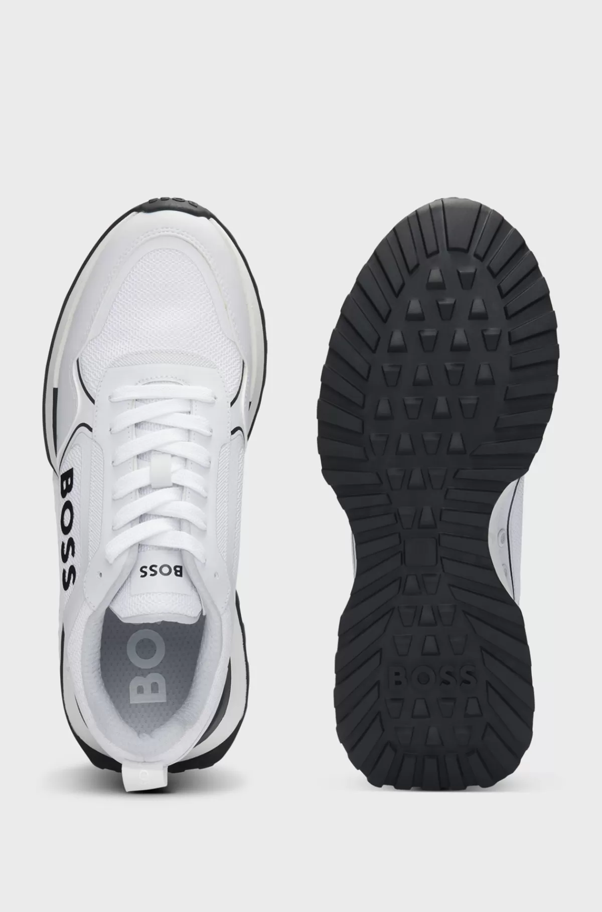 HUGO BOSS Sneakers I Blandede Materialer Med Stort Logo På Sidepanelet Hvid Cheap