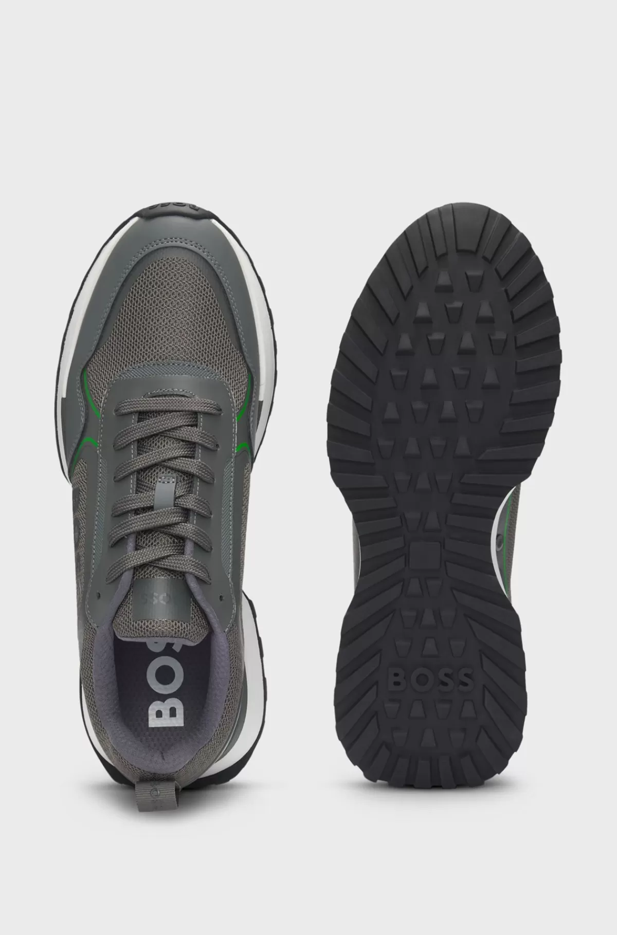 HUGO BOSS Sneakers I Blandede Materialer Med Stort Logo På Sidepanelet Mørkegrå Hot