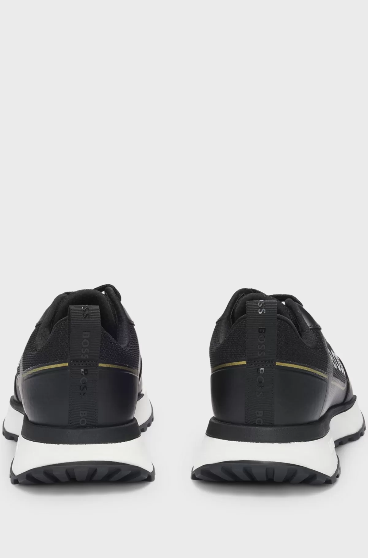 HUGO BOSS Sneakers I Blandede Materialer Med Stort Logo På Sidepanelet Sort Flash Sale