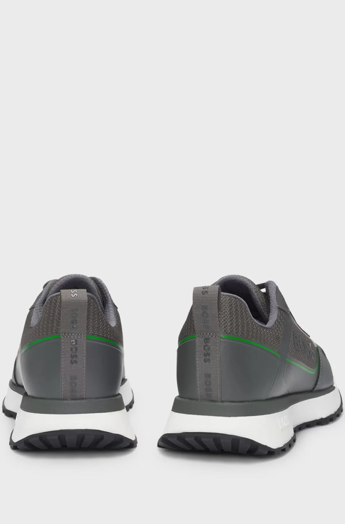 HUGO BOSS Sneakers I Blandede Materialer Med Stort Logo På Sidepanelet Mørkegrå Hot