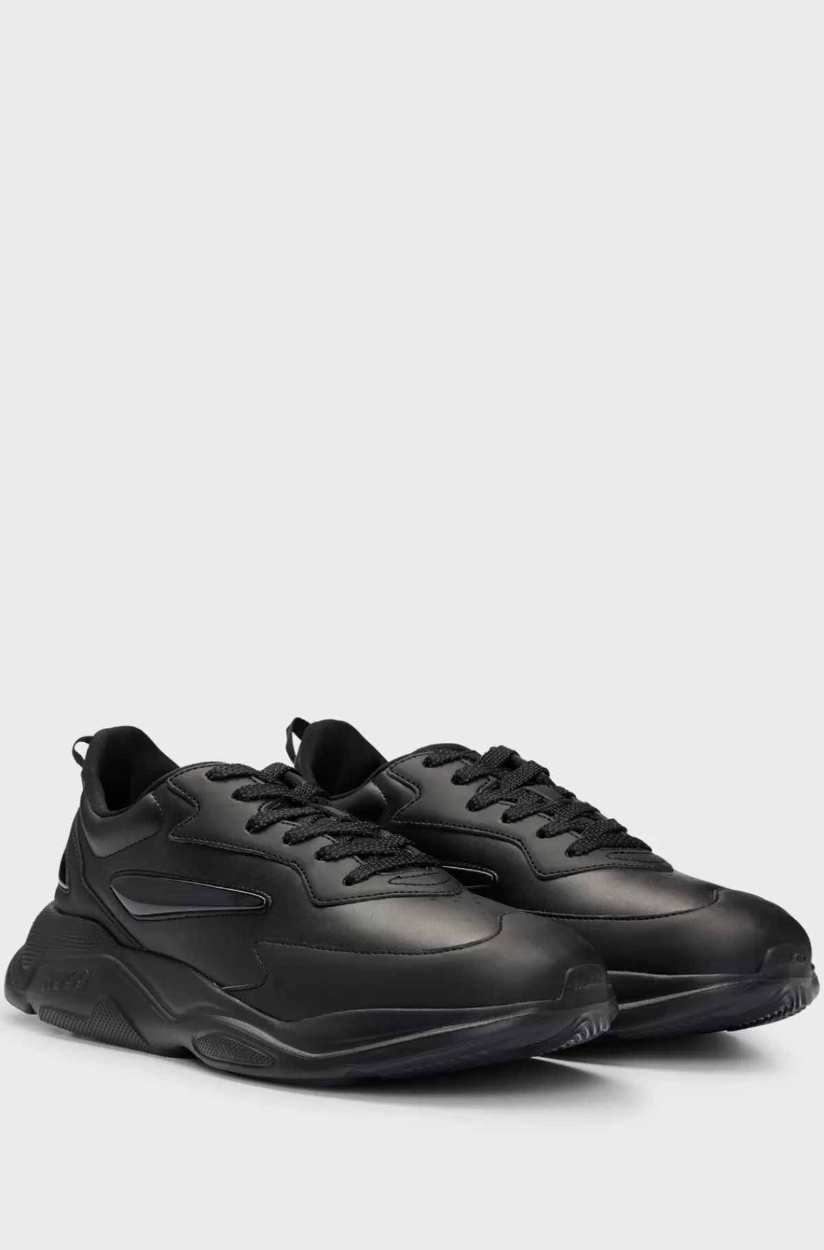 HUGO BOSS Sneakers I Blandede Materialer Og Stof Med Kanvaseffekt Sort Clearance