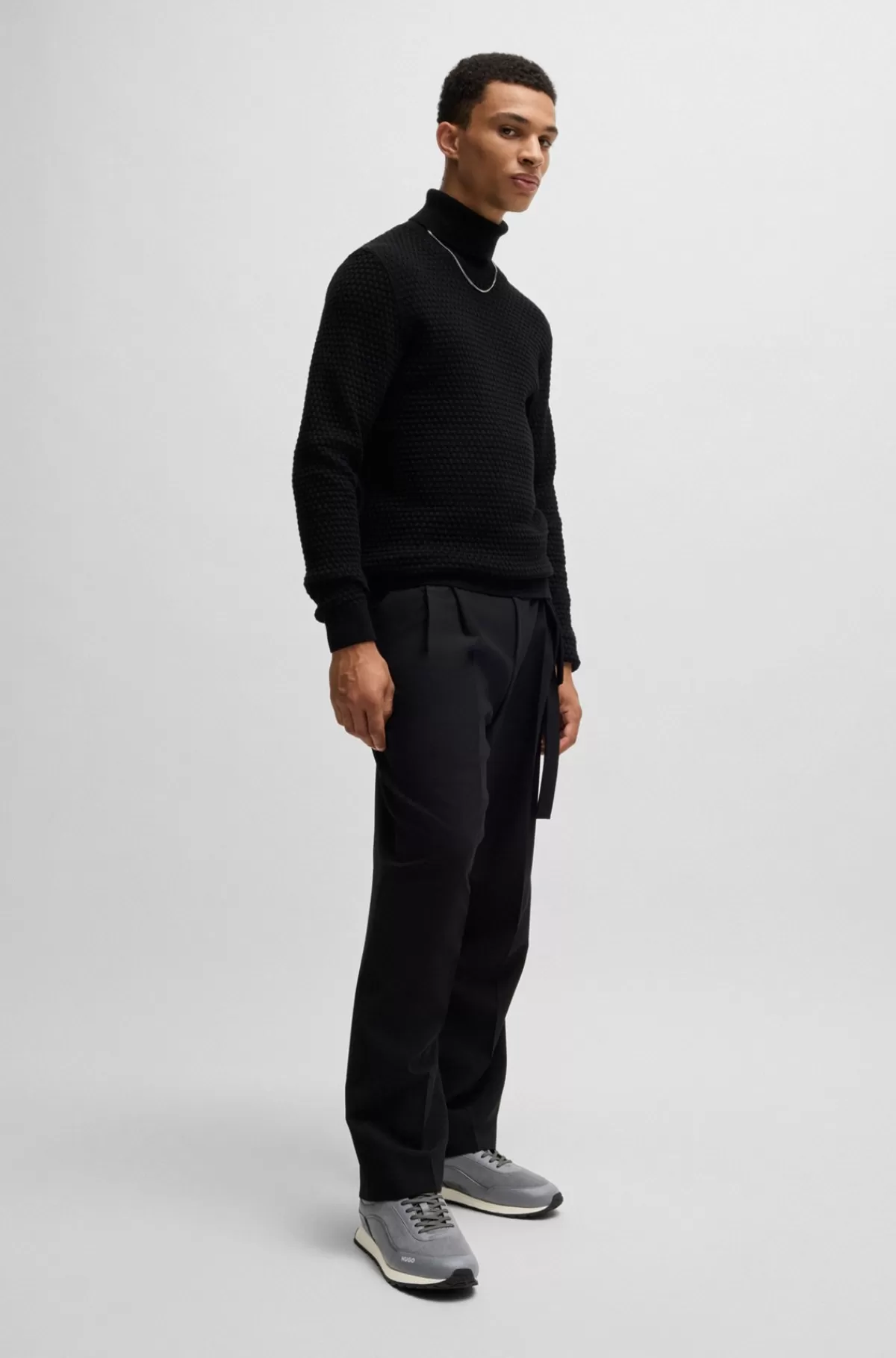 HUGO BOSS Sneakers I Blandet Materiale Med Detaljer Med Fløjlseffekt Grå Best Sale