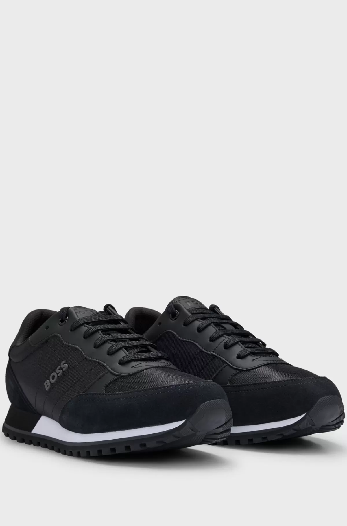 HUGO BOSS Sneakers I Blandet Materiale Med Kanter I Imiteret Læder Sort Discount