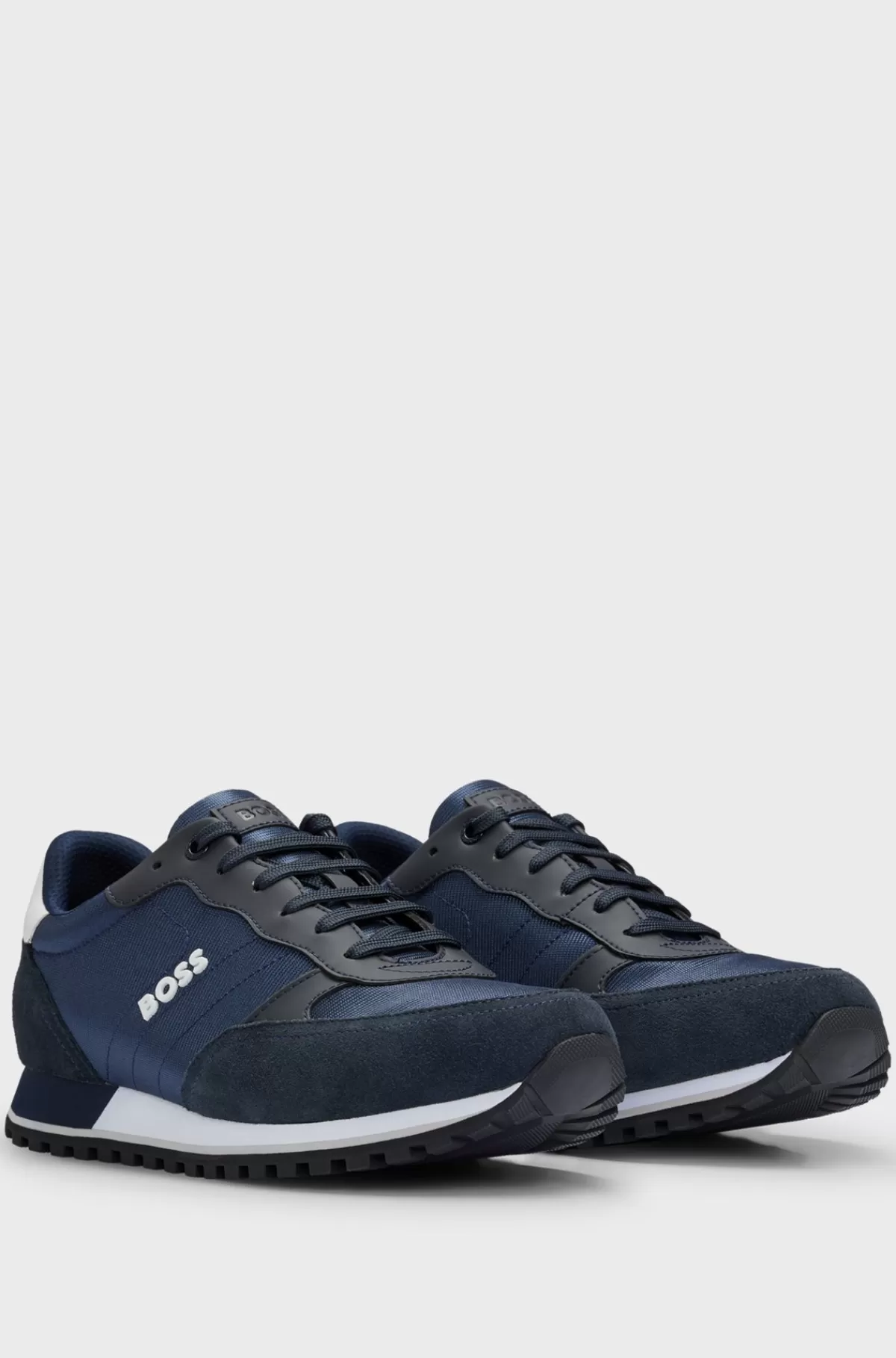 HUGO BOSS Sneakers I Blandet Materiale Med Kanter I Imiteret Læder Mørkeblå Hot