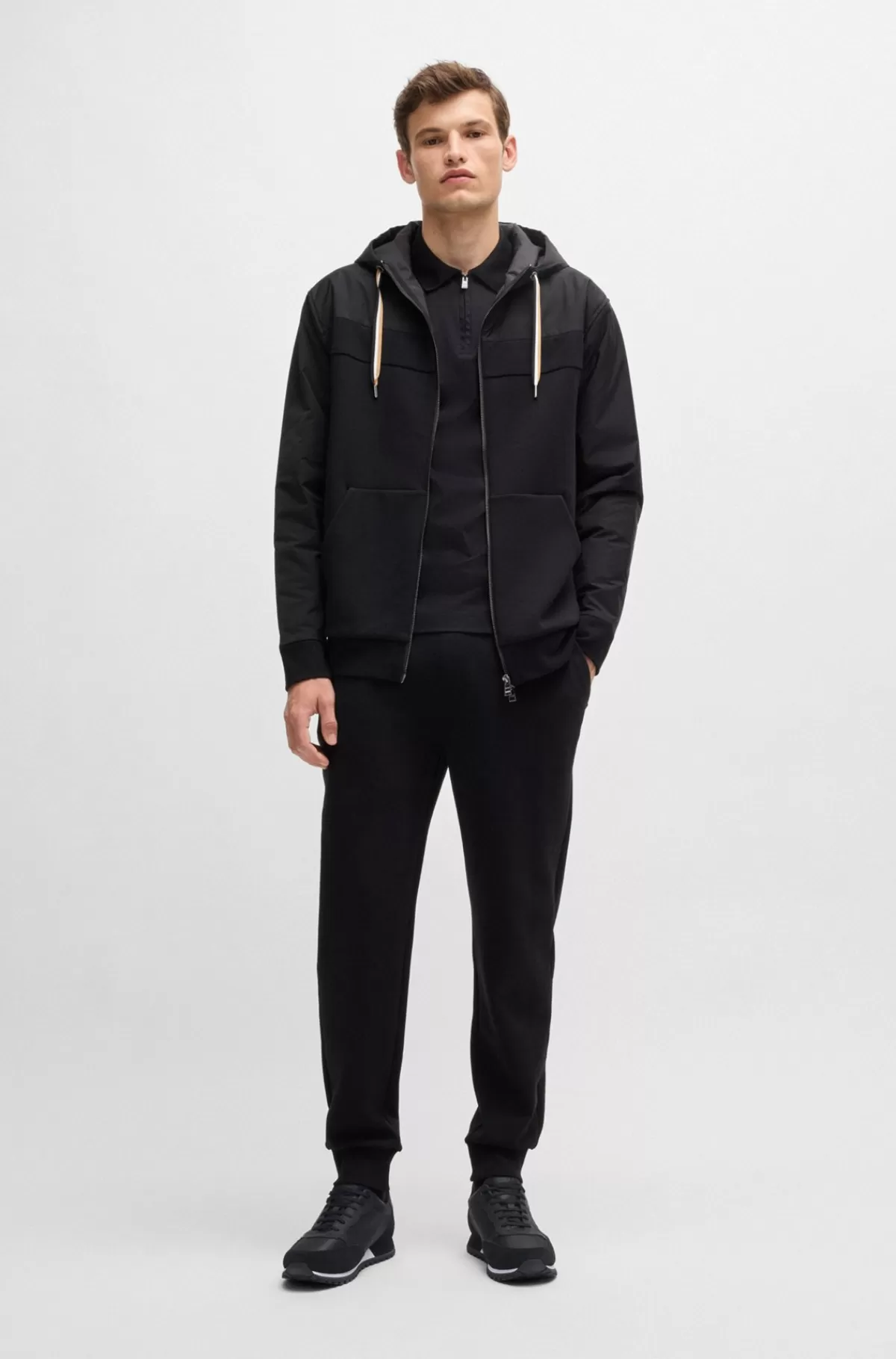 HUGO BOSS Sneakers I Blandet Materiale Med Kanter I Imiteret Læder Sort Discount