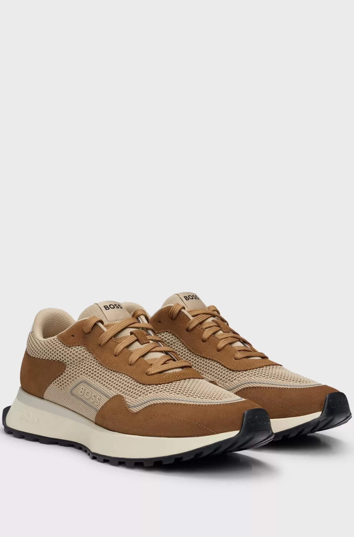 HUGO BOSS Sneakers I Blandet Materiale Med Ruskind Og Imiteret Læder Lysebrun Best