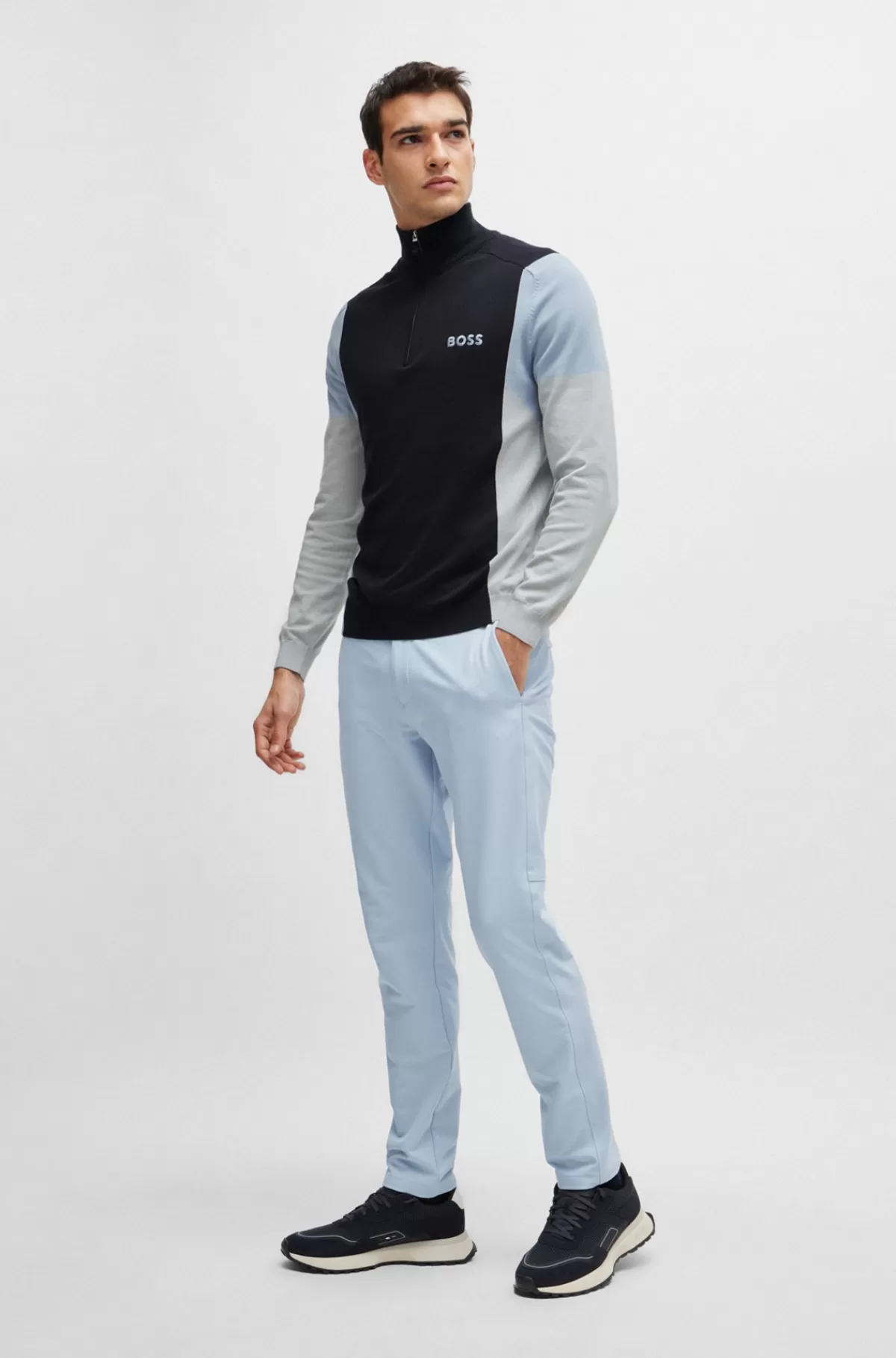 HUGO BOSS Sneakers I Blandet Materiale Med Ruskind Og Imiteret Læder Mørkeblå Cheap