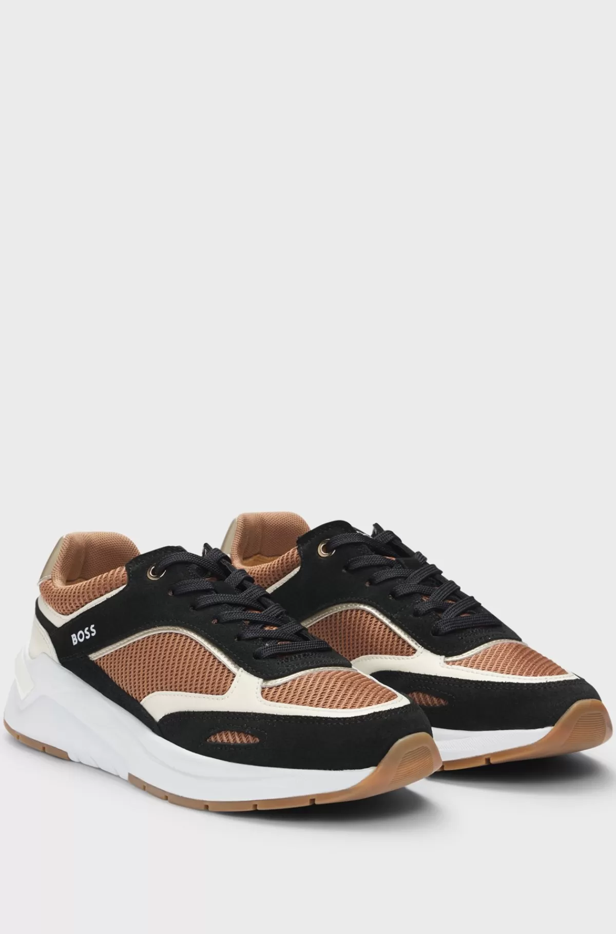 HUGO BOSS Sneakers I Blandet Materiale Med Ruskind Og Mesh Brun / Sort Hot