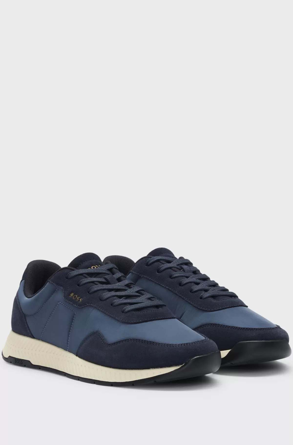 HUGO BOSS Sneakers I Blandet Materiale Med Ruskindsdetaljer Mørkeblå Flash Sale