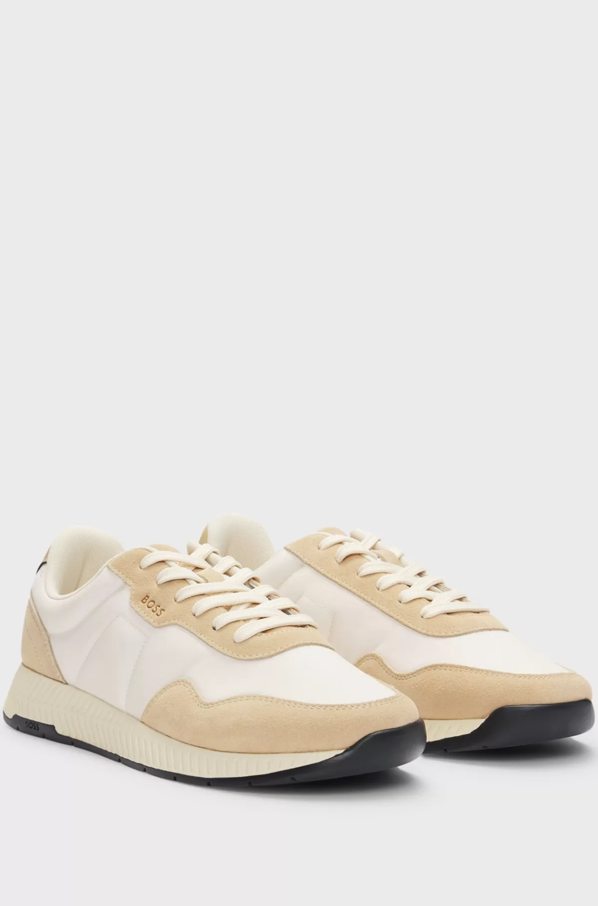 HUGO BOSS Sneakers I Blandet Materiale Med Ruskindsdetaljer Lys beige Fashion