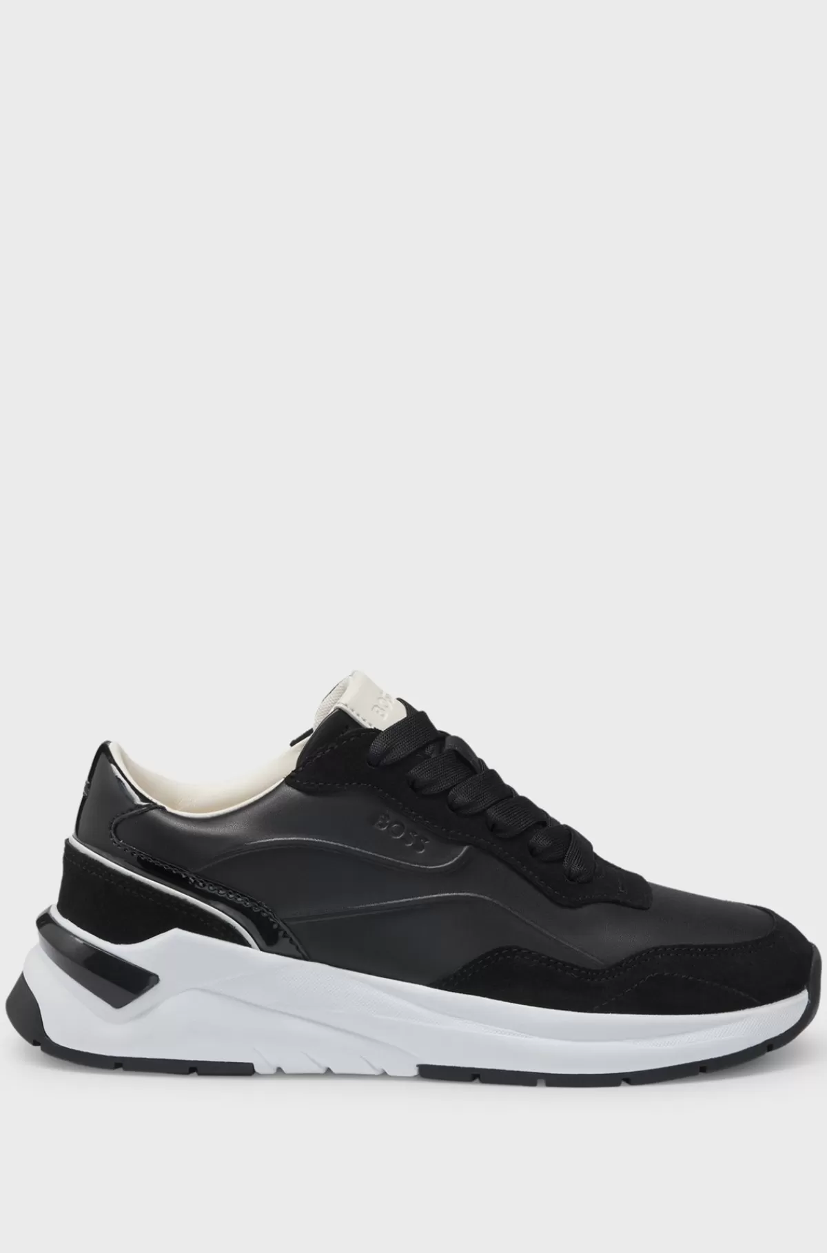 HUGO BOSS Sneakers I Blandet Materiale Med Snørebånd Og Ruskinddetaljer Sort Outlet