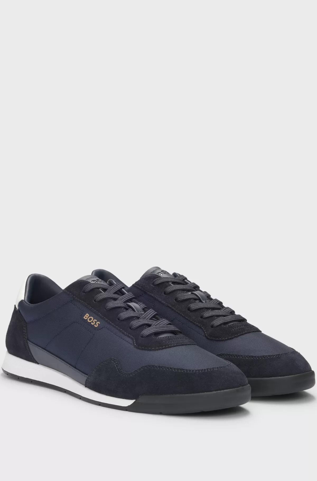 HUGO BOSS Sneakers I Blandet Materiale Med Snørebånd Og Ruskindsdetaljer Mørkeblå Shop