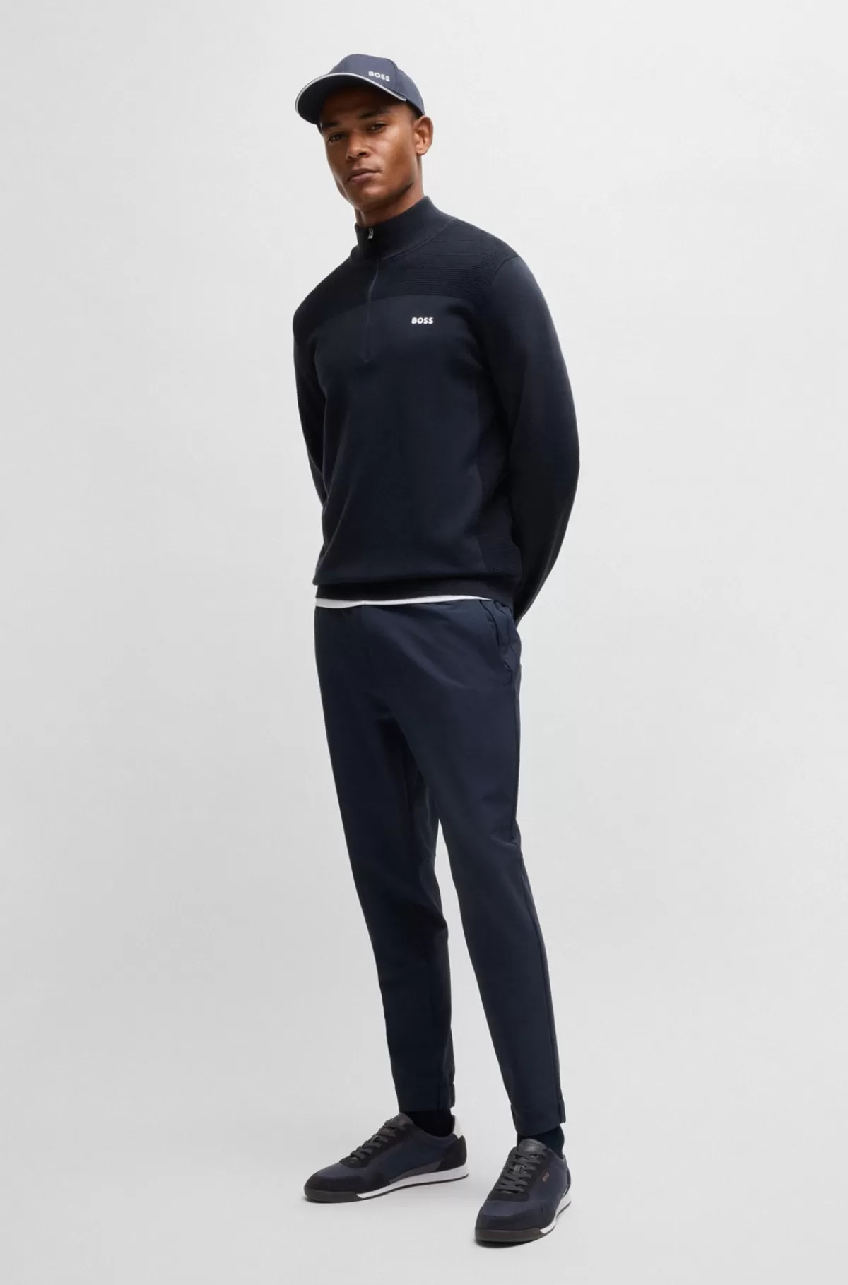 HUGO BOSS Sneakers I Blandet Materiale Med Snørebånd Og Ruskindsdetaljer Mørkeblå Shop