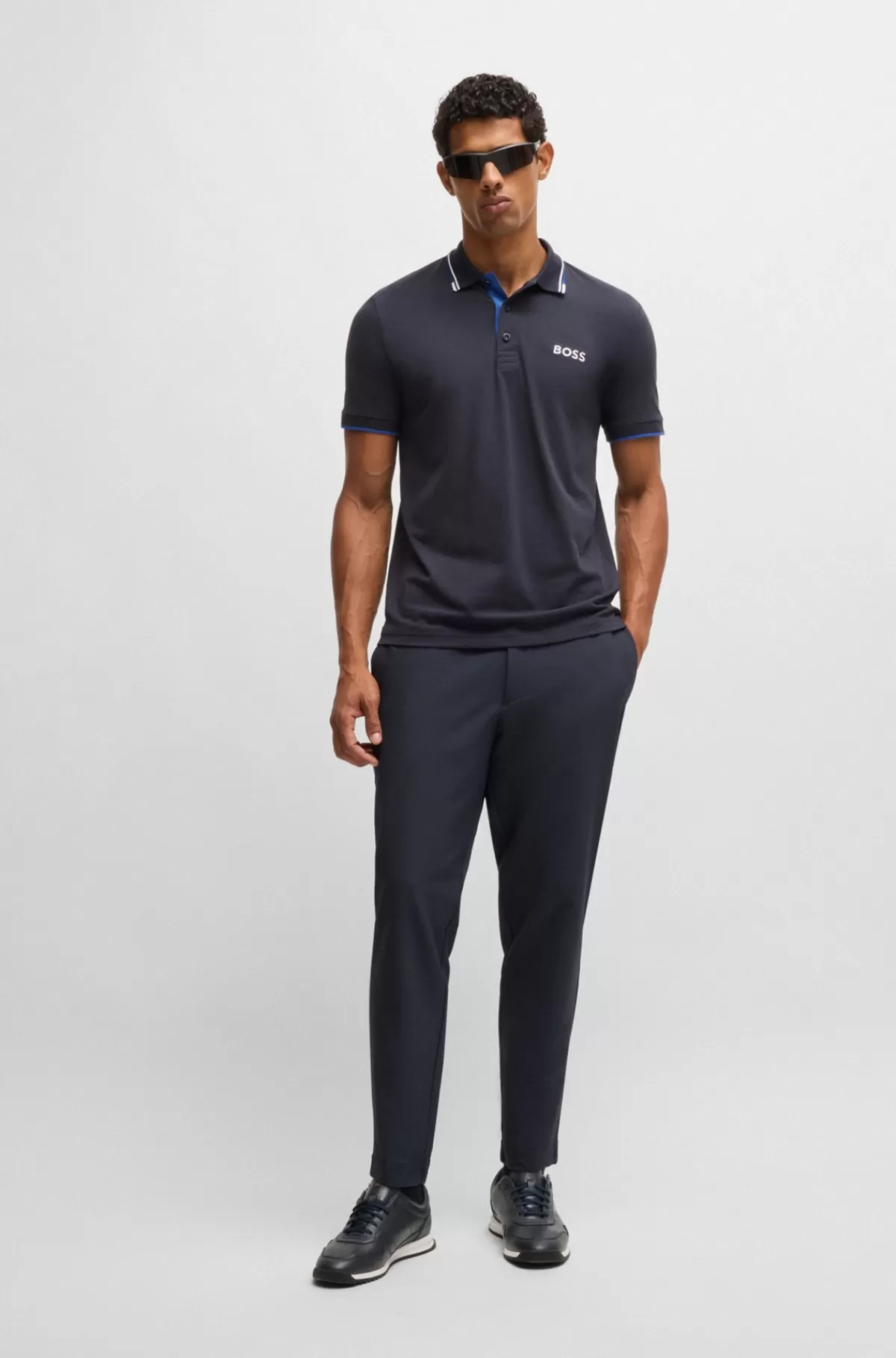 HUGO BOSS Sneakers I Blødt Narvlæder Med Snørebånd Og Detaljer I Glat Læder Mørkeblå Shop