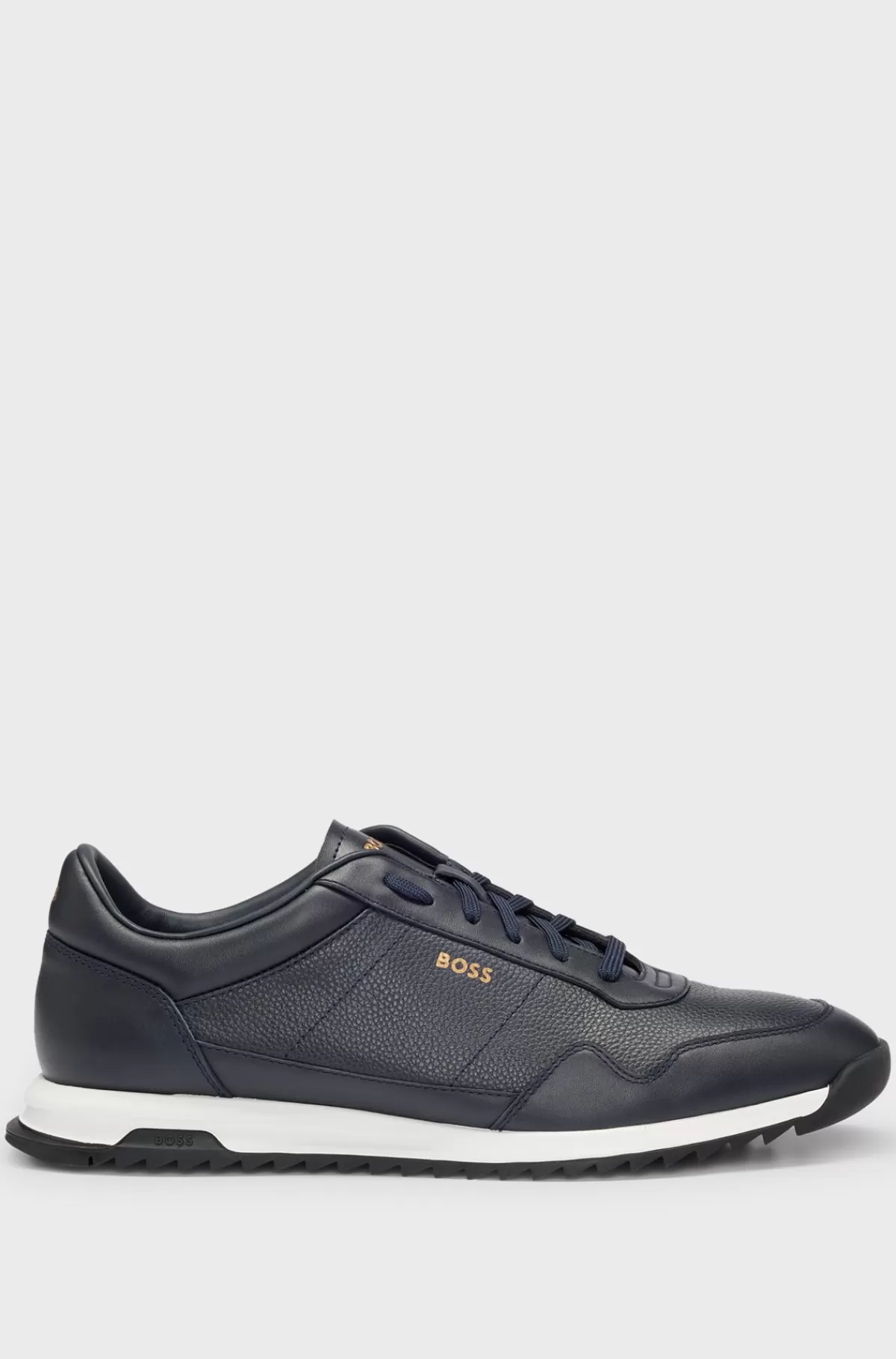 HUGO BOSS Sneakers I Blødt Narvlæder Med Snørebånd Og Detaljer I Glat Læder Mørkeblå Shop