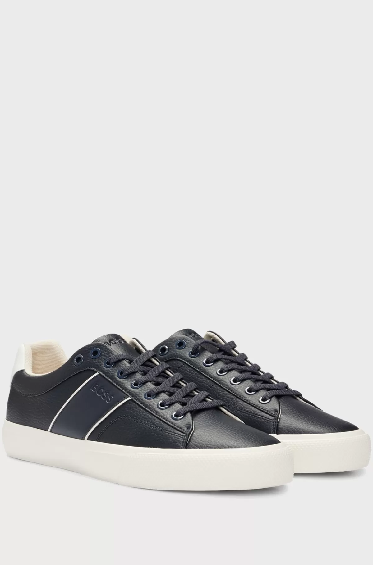 HUGO BOSS Sneakers I Imiteret Læder Med Almindelig Og Kornet Tekstur Mørkeblå Hot