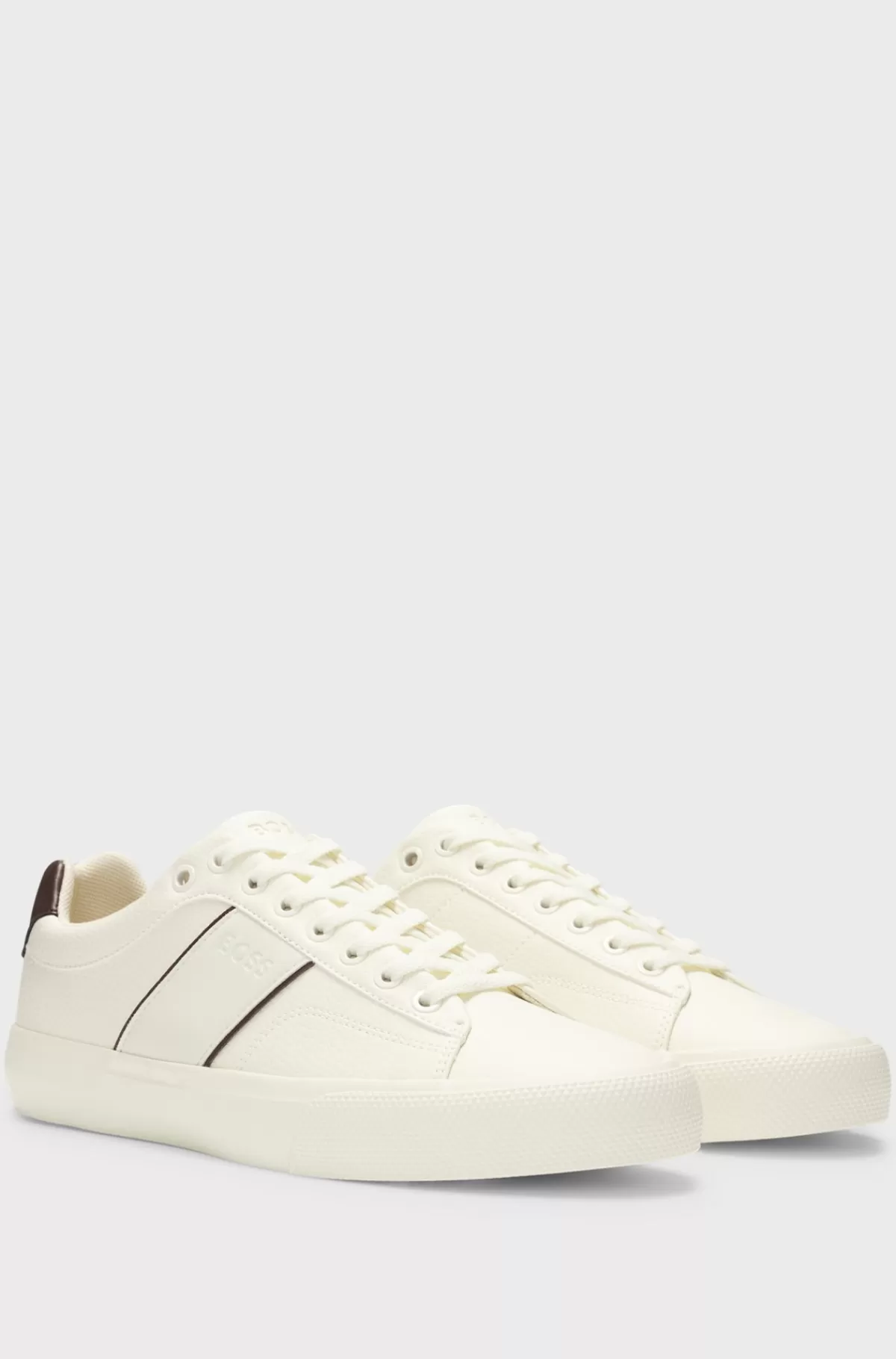 HUGO BOSS Sneakers I Imiteret Læder Med Almindelig Og Kornet Tekstur Naturlig Cheap