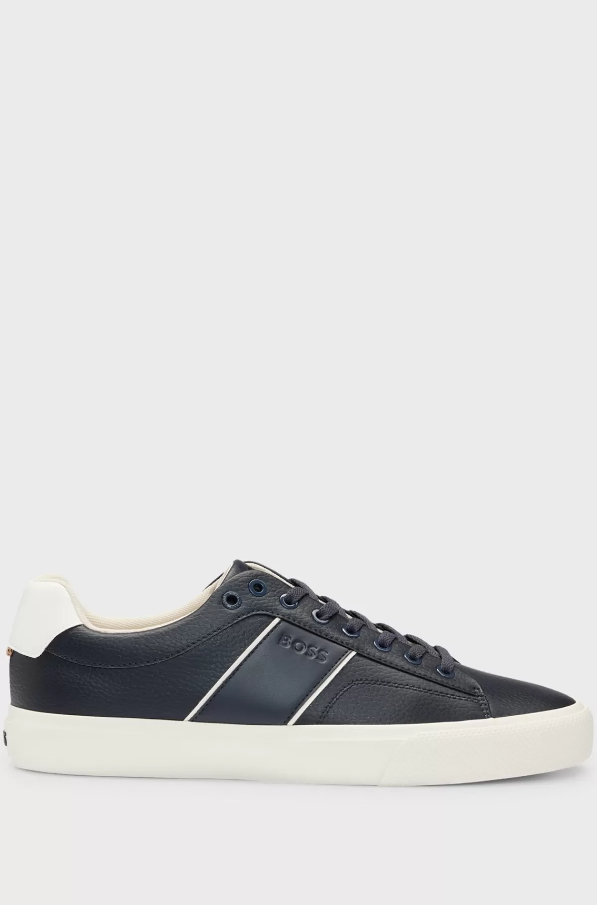 HUGO BOSS Sneakers I Imiteret Læder Med Almindelig Og Kornet Tekstur Mørkeblå Hot
