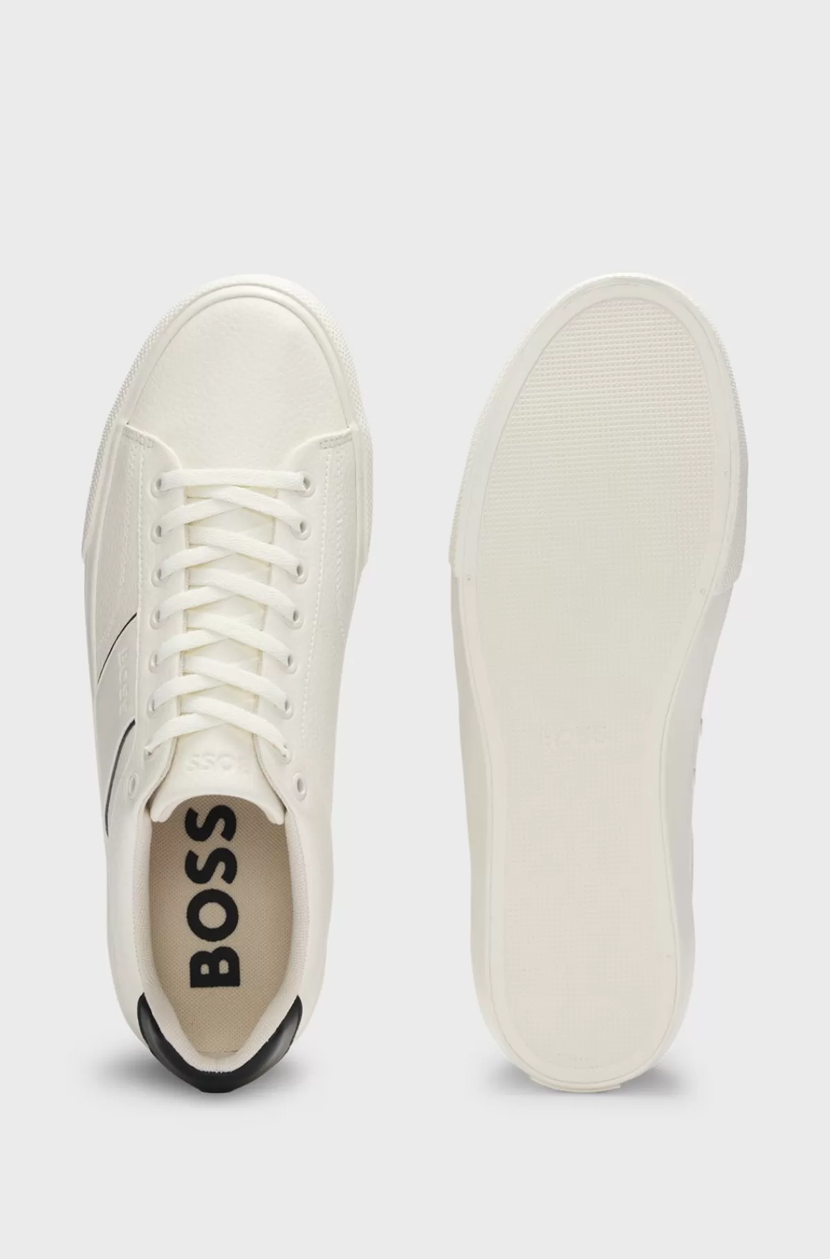HUGO BOSS Sneakers I Imiteret Læder Med Almindelig Og Kornet Tekstur Hvid Sale