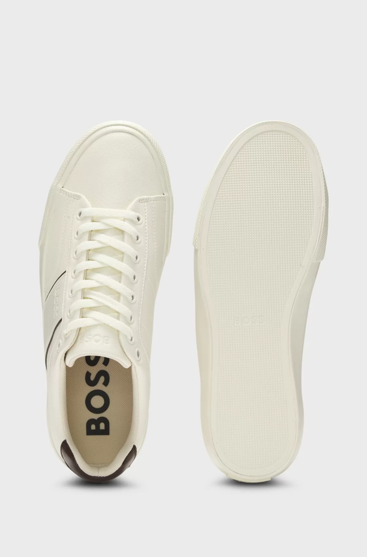HUGO BOSS Sneakers I Imiteret Læder Med Almindelig Og Kornet Tekstur Naturlig Cheap