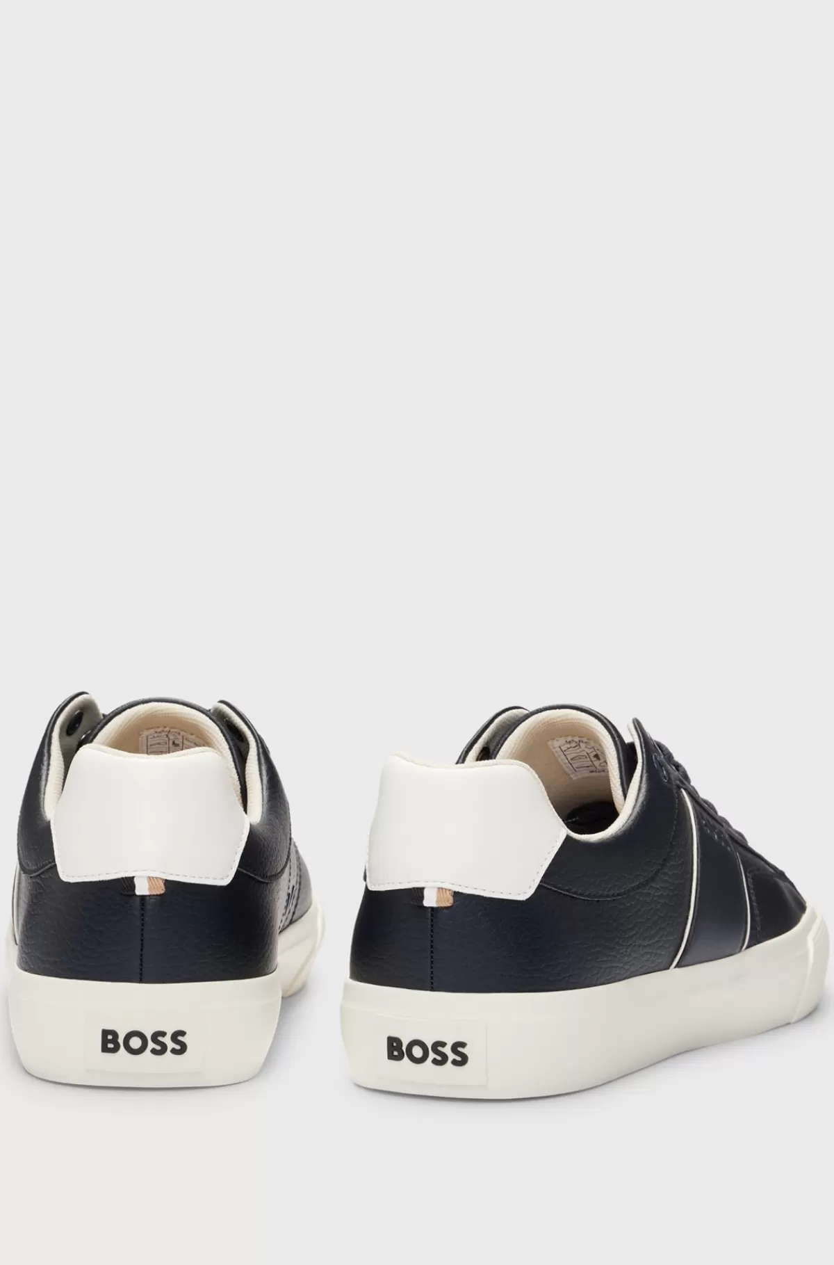 HUGO BOSS Sneakers I Imiteret Læder Med Almindelig Og Kornet Tekstur Mørkeblå Hot