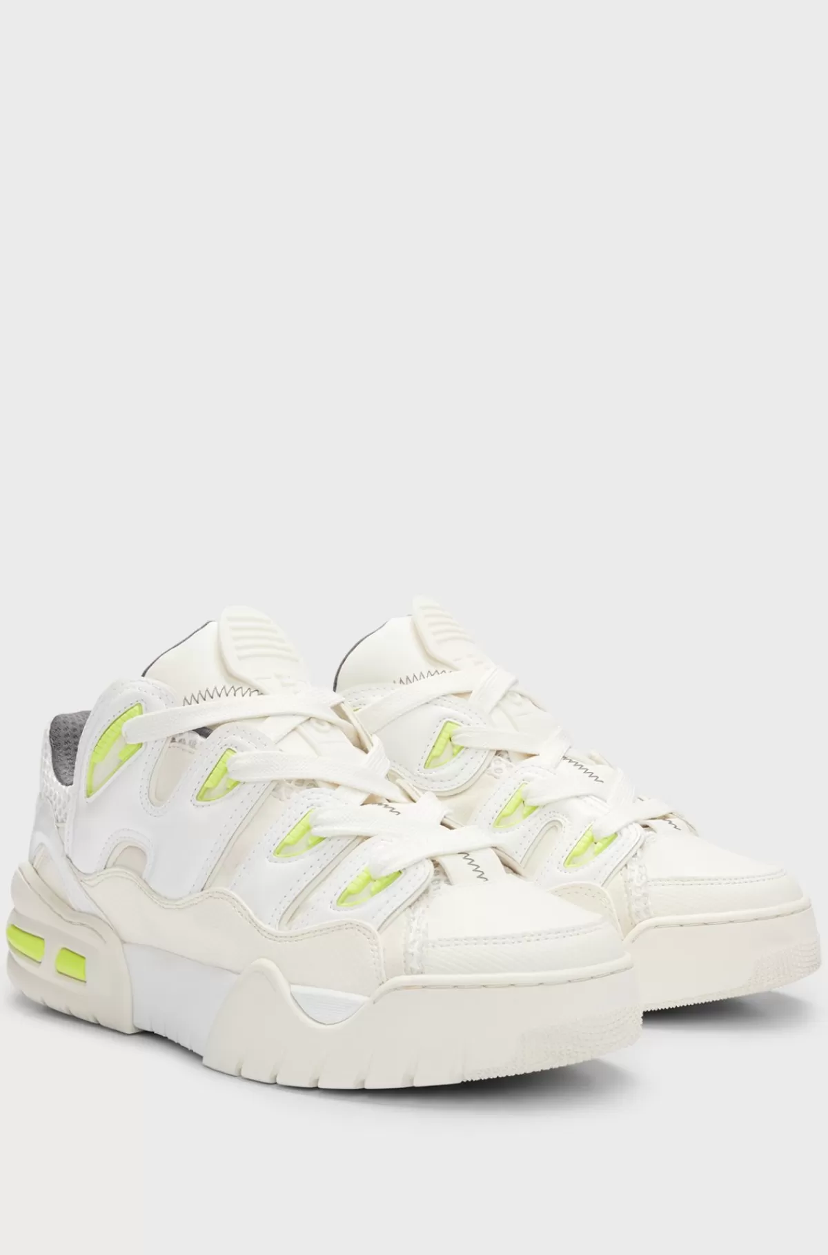 HUGO BOSS Sneakers I Imiteret Læder Med Kontrastdetaljer Hvid Flash Sale