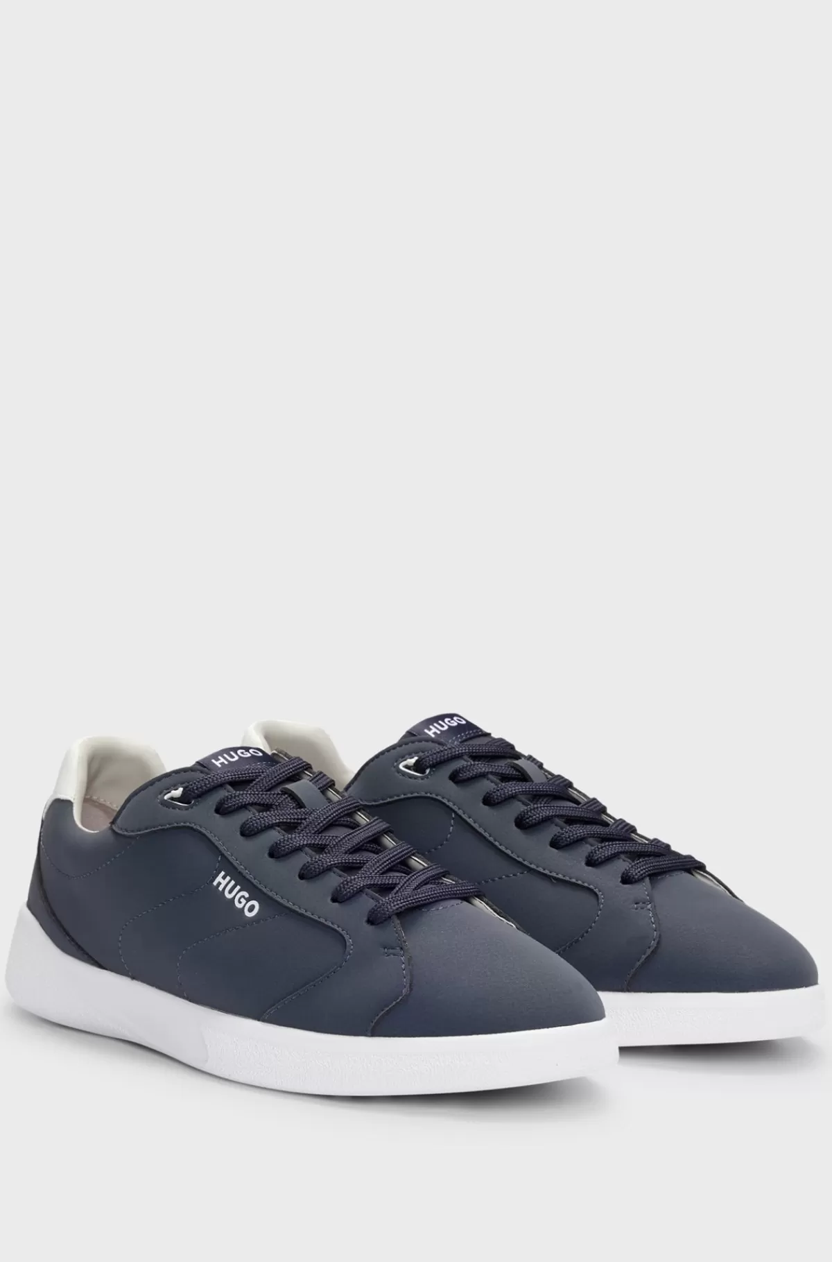 HUGO BOSS Sneakers I Imiteret Læder Med Logodetalje Mørkeblå Discount