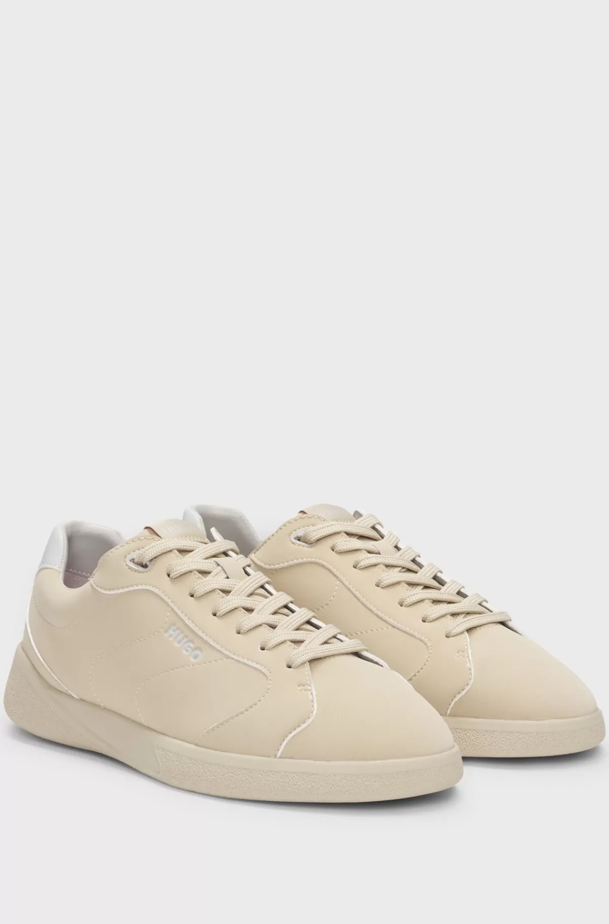 HUGO BOSS Sneakers I Imiteret Læder Med Logodetalje Beige Online