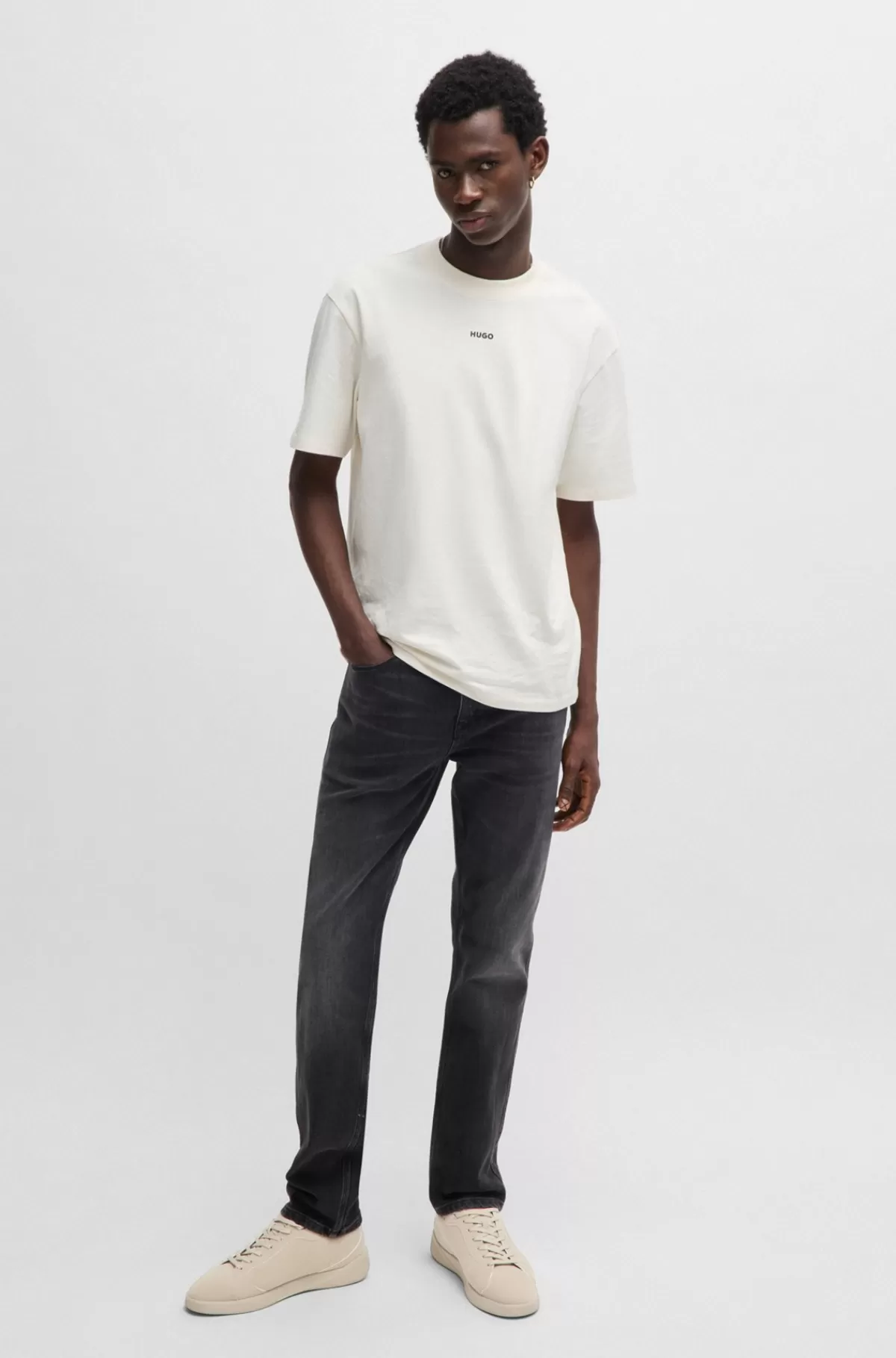 HUGO BOSS Sneakers I Imiteret Læder Med Logodetalje Beige Online