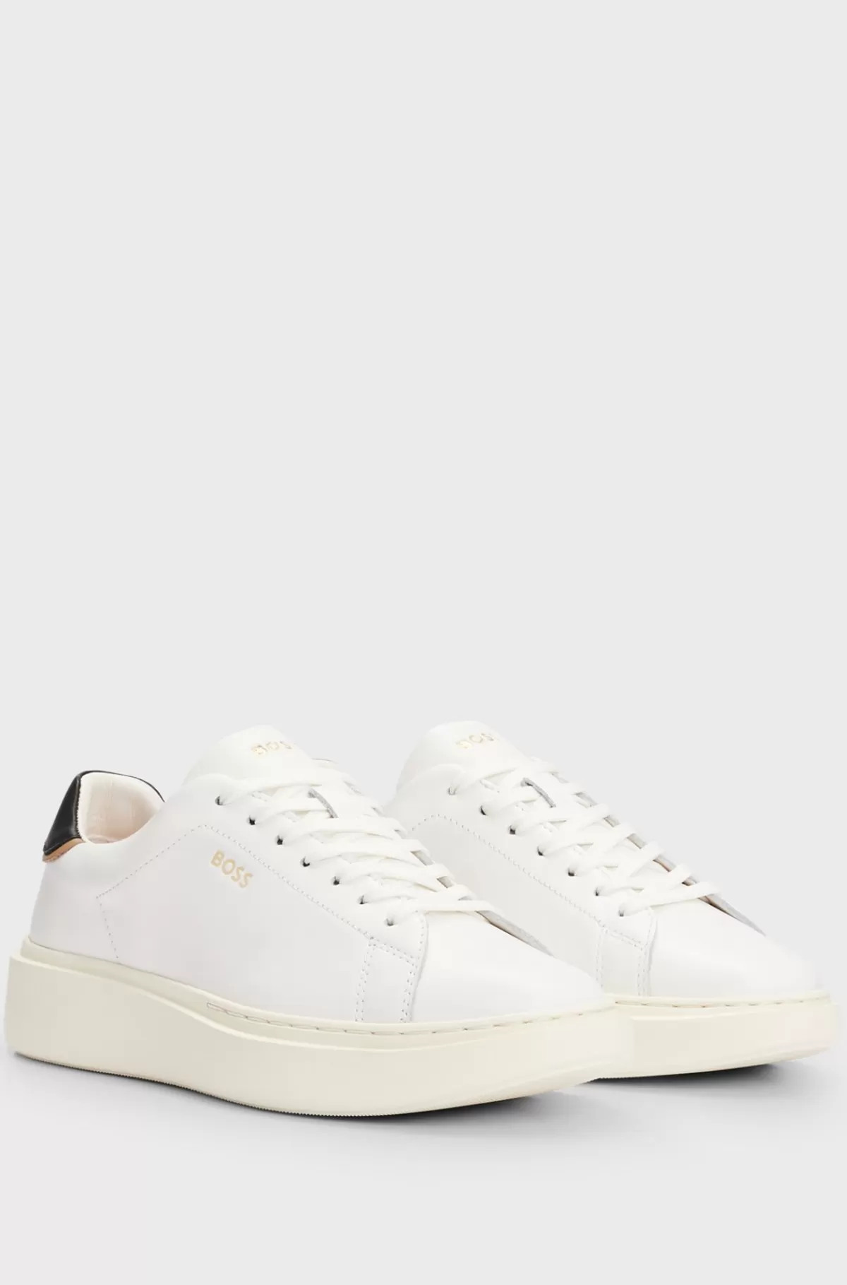 HUGO BOSS Sneakers I Læder Med Logo Og Snørebånd Hvid Fashion