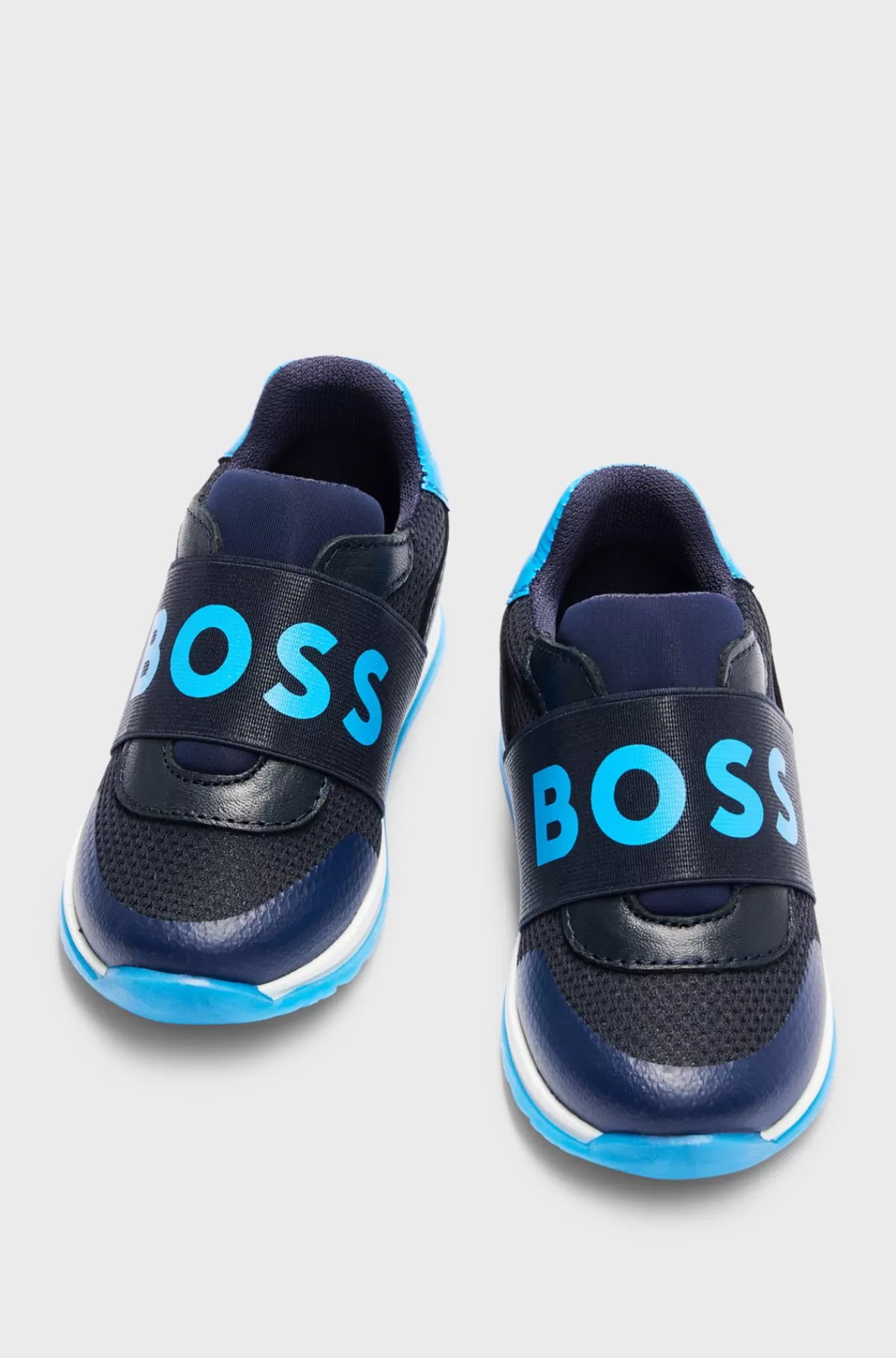 HUGO BOSS Sneakers I Læder Og Mesh Med Brandet Rem Til Børn Mørkeblå Best Sale